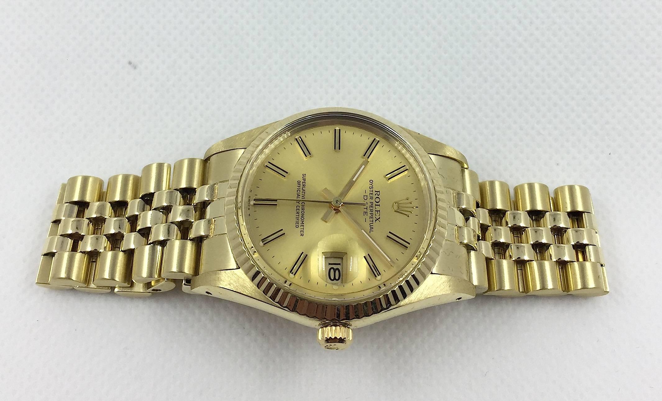 Rolex Yellow Gold Oyster Perpetual Date Automatic Wristwatch  2