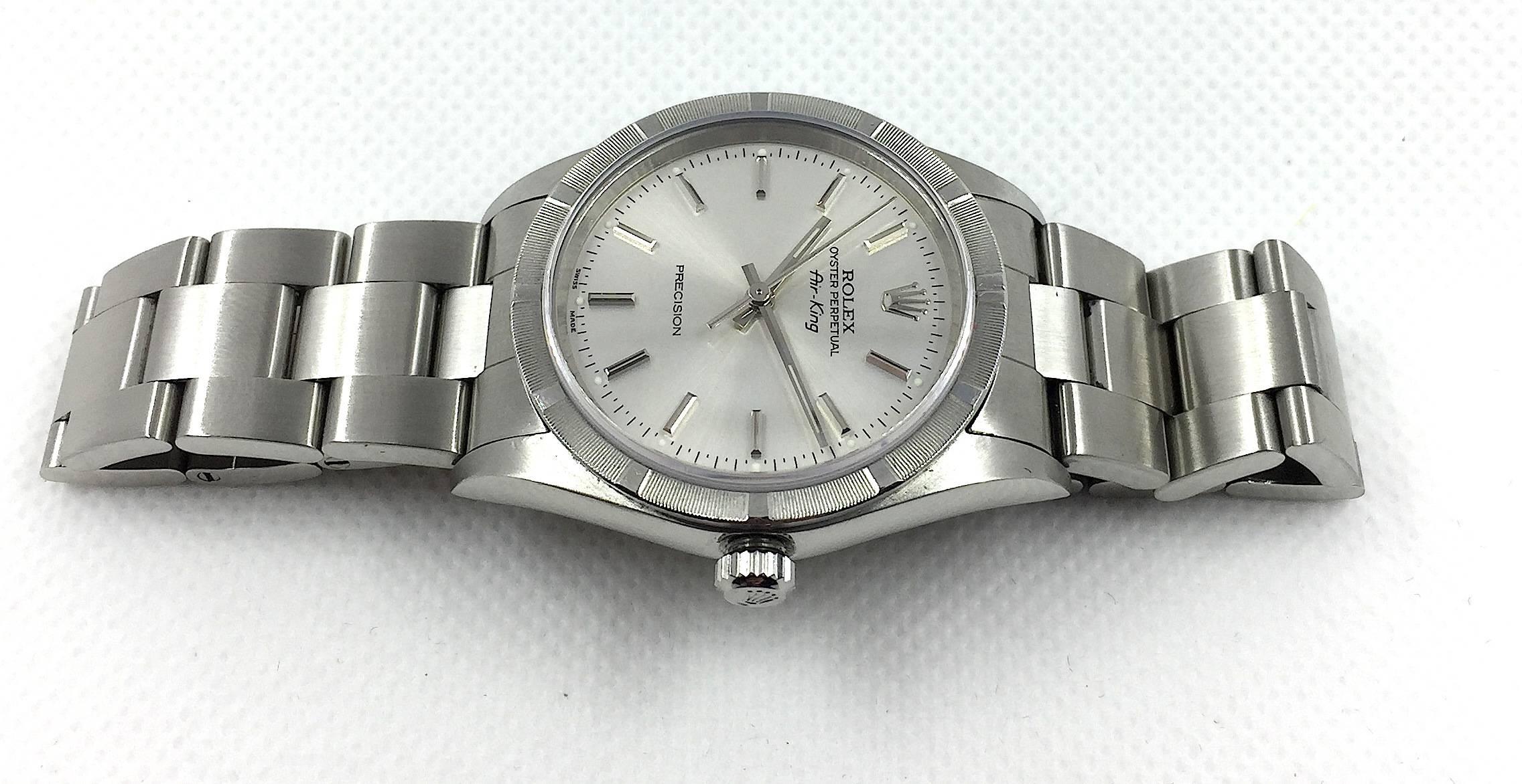 Women's or Men's Rolex Stainless Steel Oyster Perpetual Air King Automatic Wristwatch