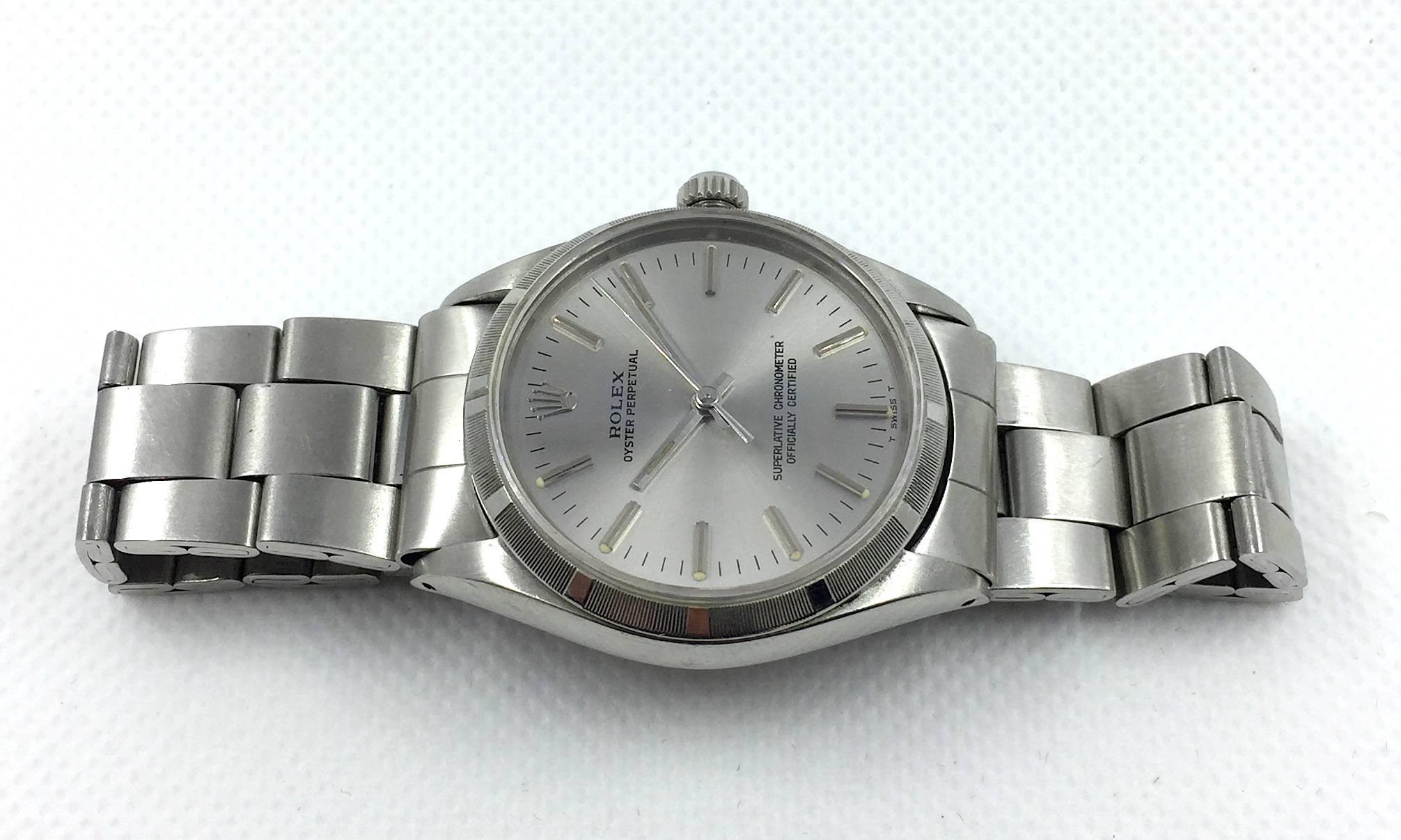 Women's or Men's Rolex Stainless Steel Oyster Perpetual Automatic Wristwatch 