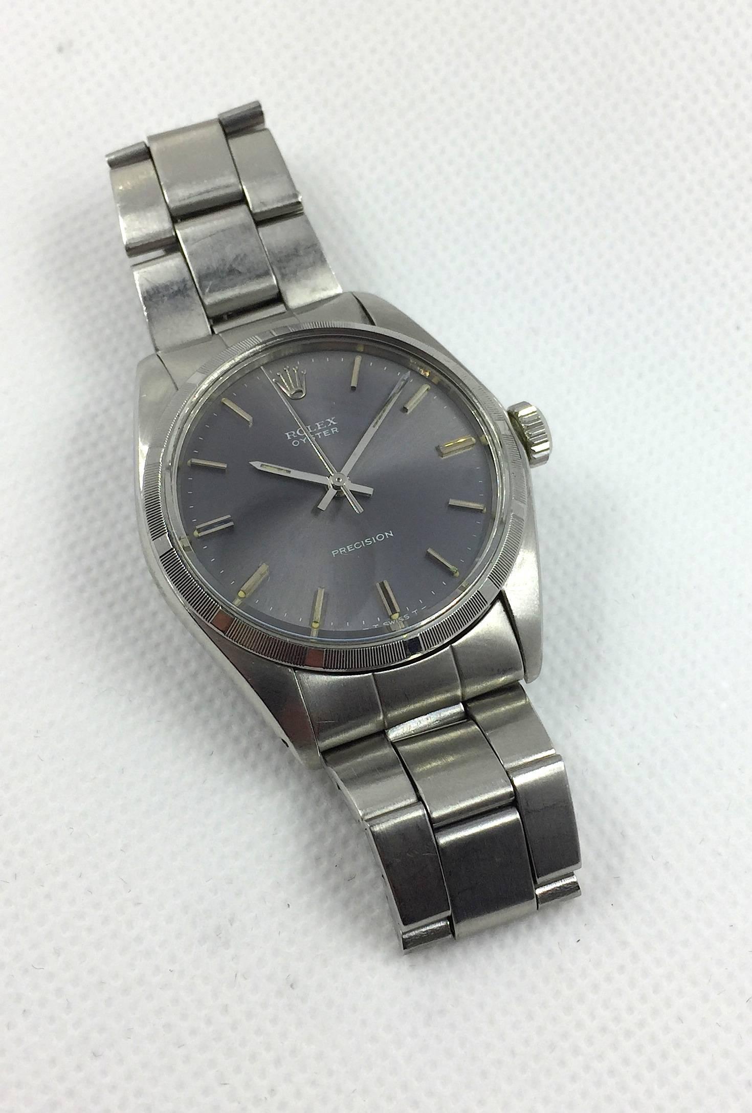 Women's or Men's Rolex Stainless Steel Oyster Precision Manual Wind Wristwatch