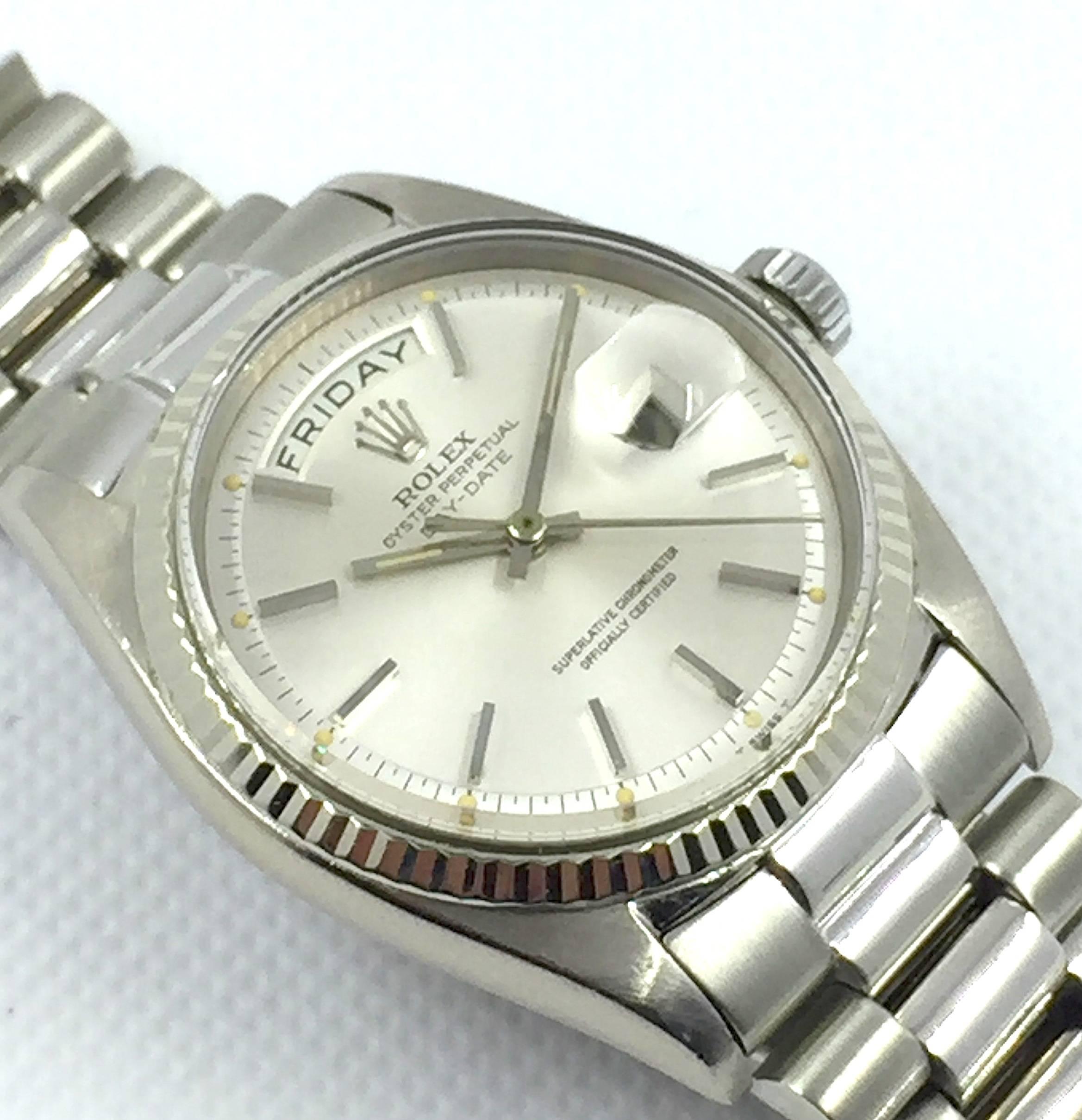 Rolex White Gold Day-Date President Automatic Wristwatch  In Excellent Condition In New York, NY