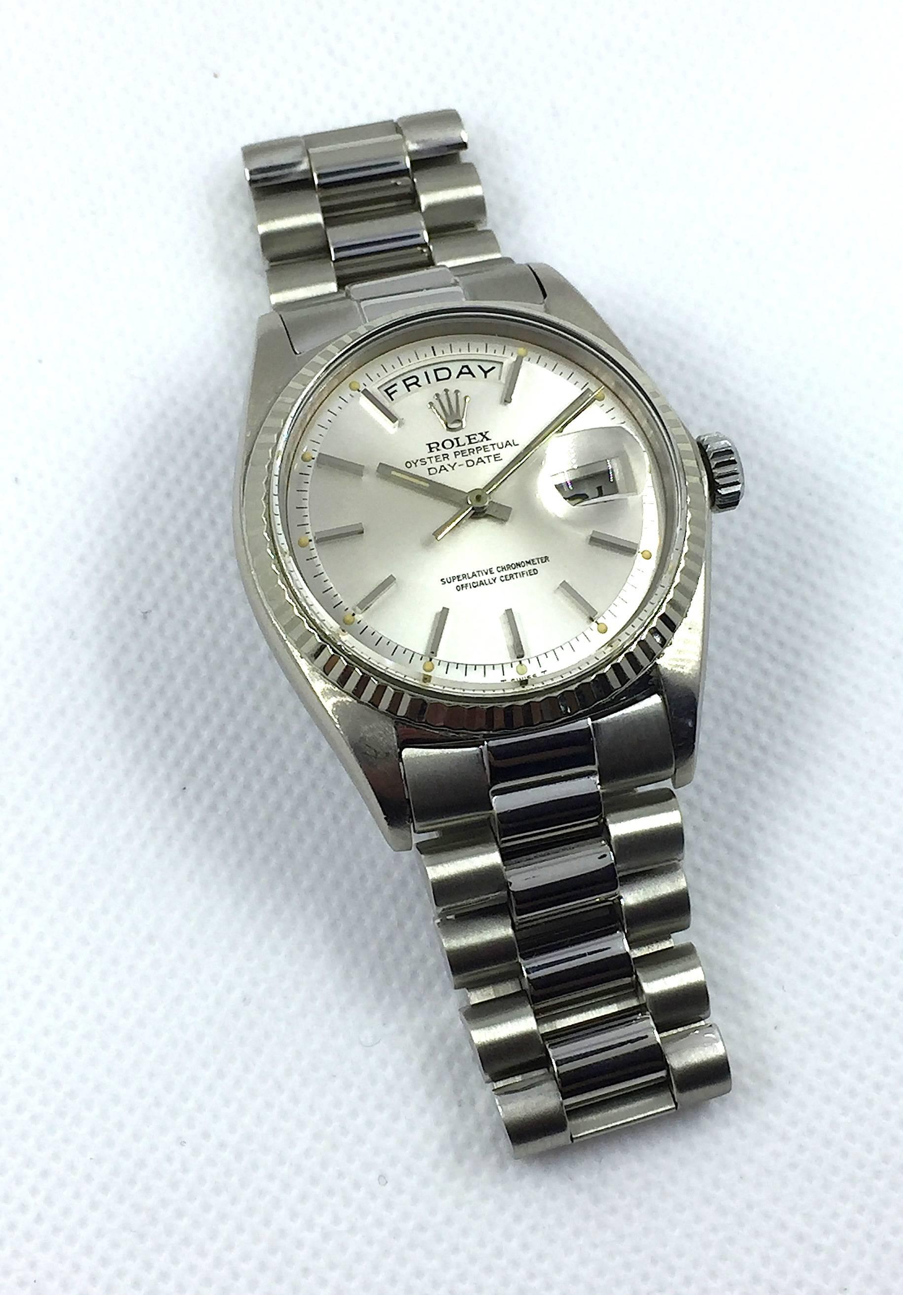 Women's or Men's Rolex White Gold Day-Date President Automatic Wristwatch 