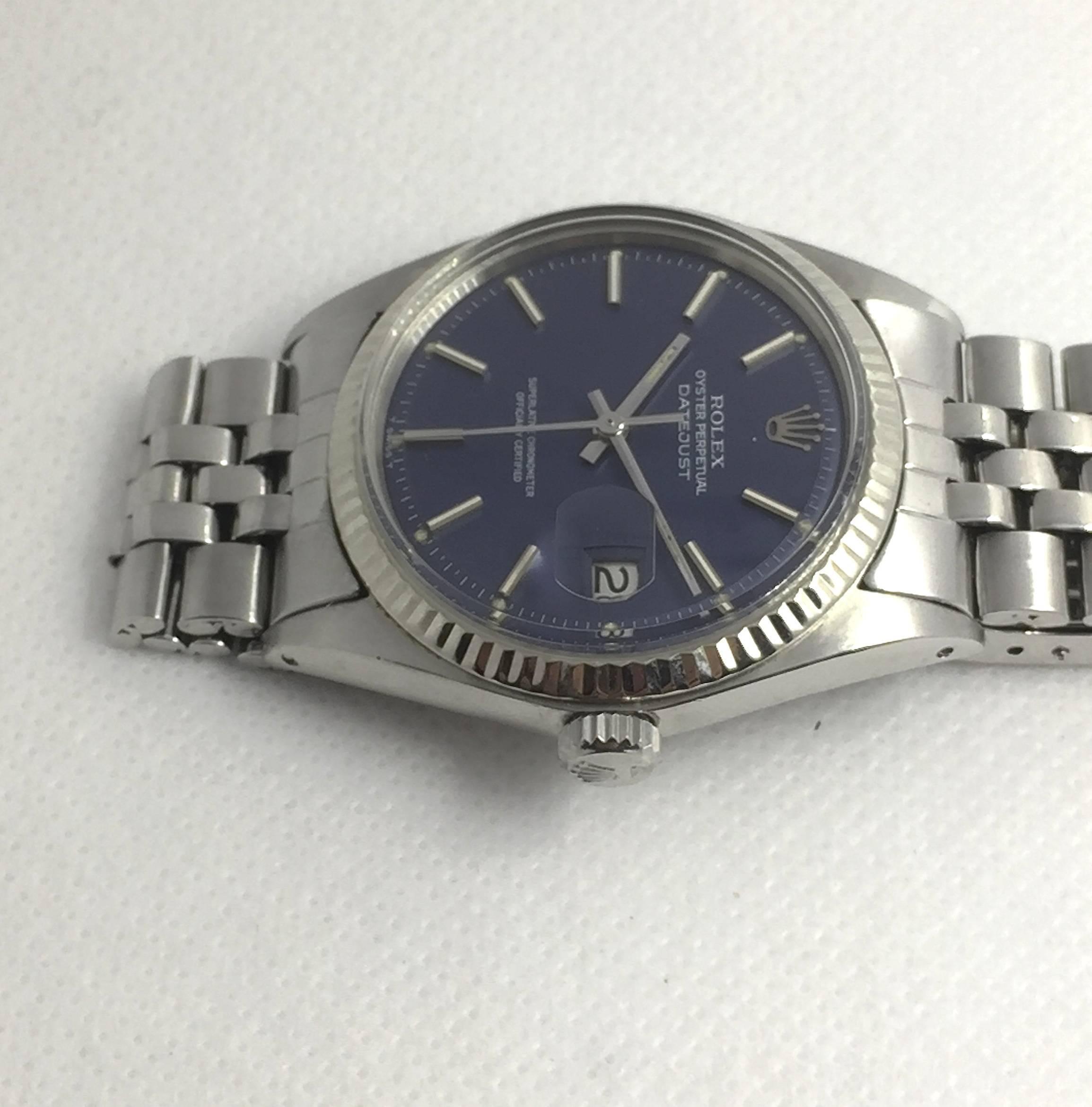 Rolex White Gold Stainless Steel Oyster Perpetual Datejust Automatic Wristwatch In Excellent Condition In New York, NY