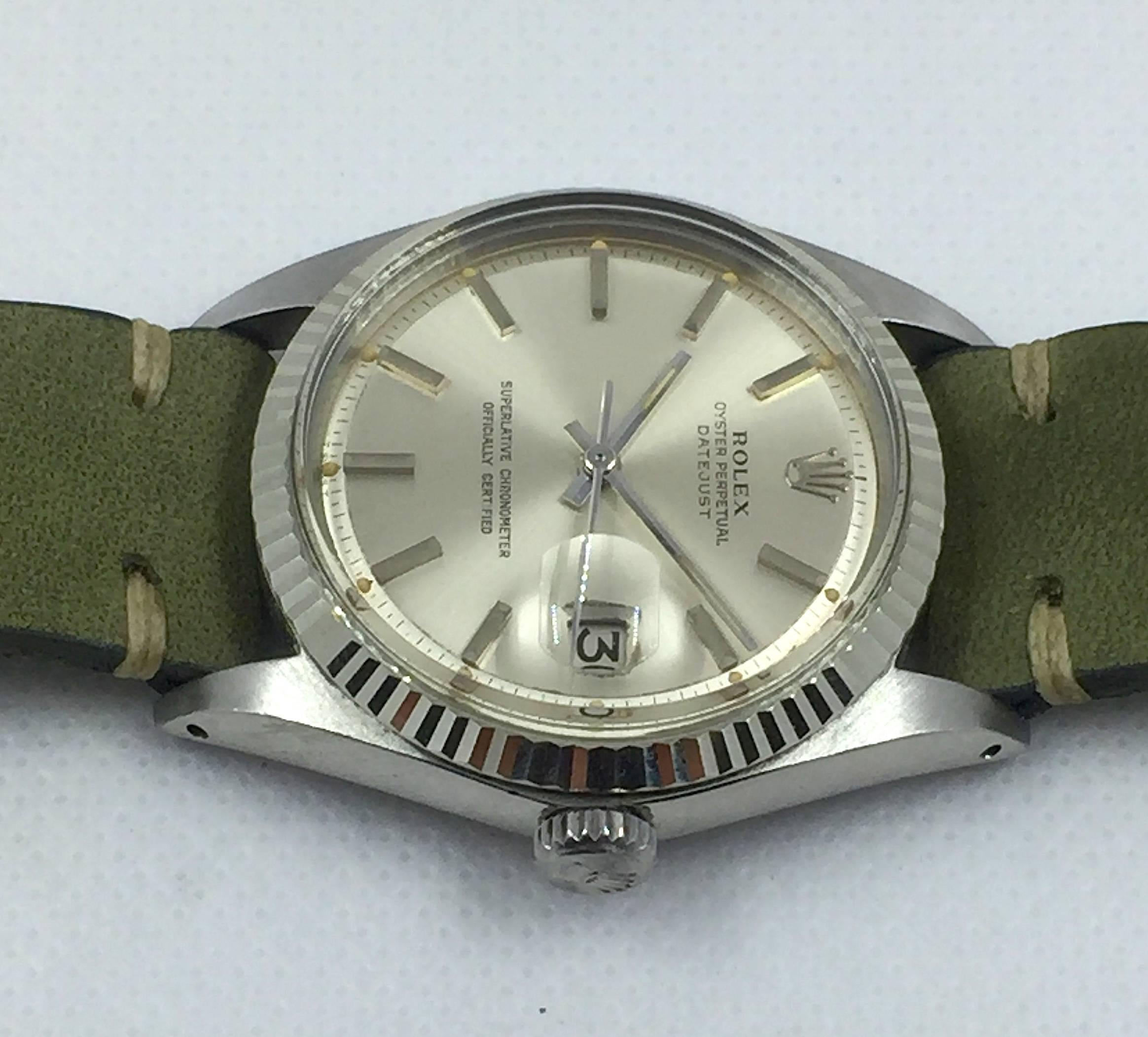 Rolex White Gold Stainless Steel Perpetual Datejust Automatic Wristwatch In Excellent Condition In New York, NY