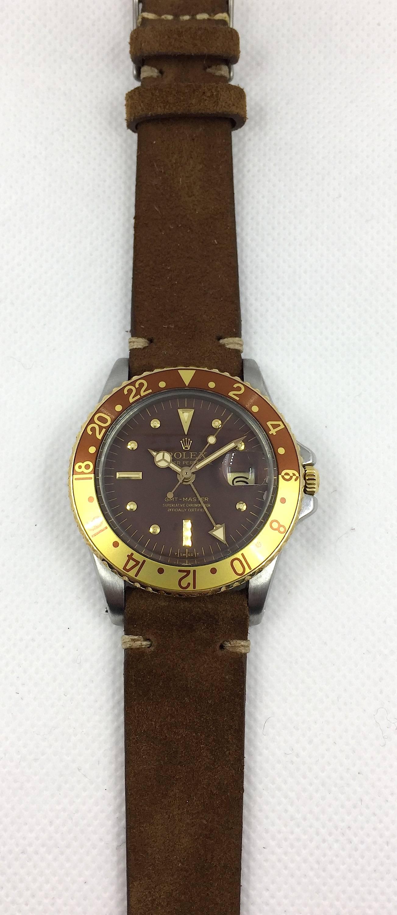 Rolex Stainless Steel Yellow Gold Oyster Perpetual GMT Master Auto Wristwatch  In Good Condition In New York, NY