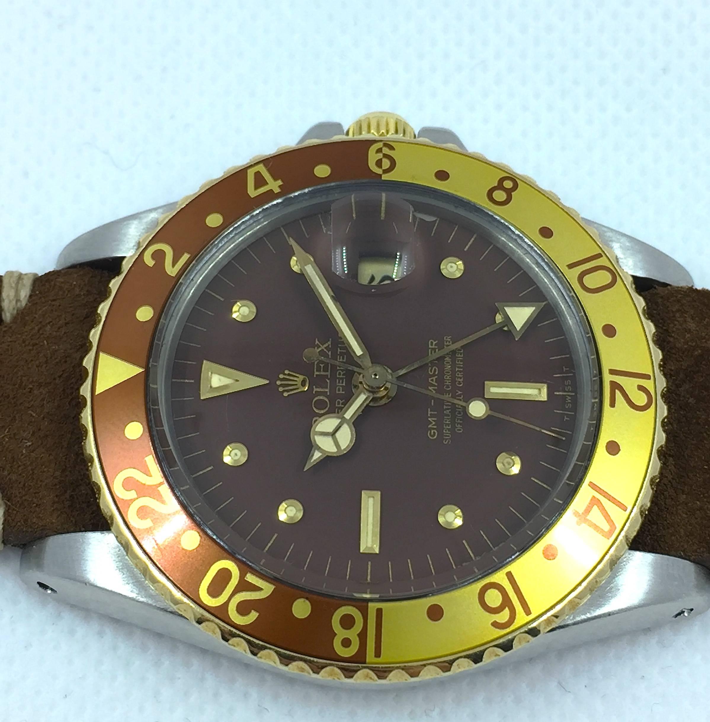 Rolex Stainless Steel Yellow Gold Oyster Perpetual GMT Master Auto Wristwatch  2