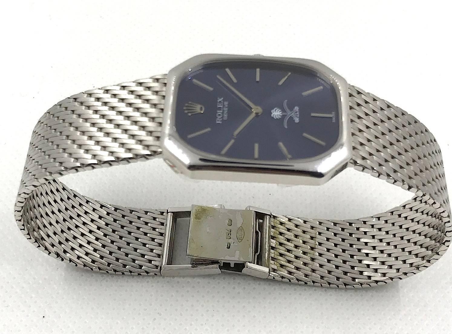 Rolex Cellini White Gold Saudi Logo Wristwatch  For Sale 2