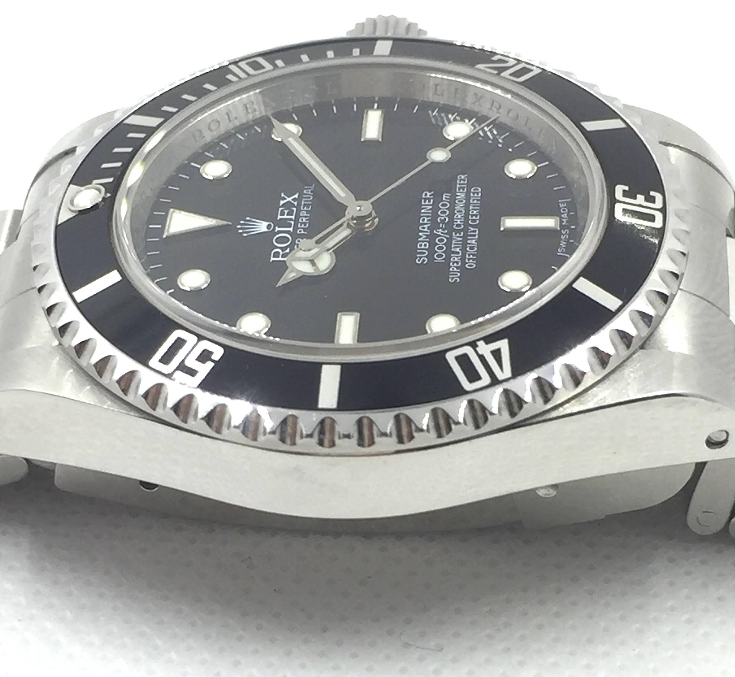 Rolex Stainless Steel Oyster Perpetual Submariner Wristwatch Ref 14060M In Excellent Condition In New York, NY