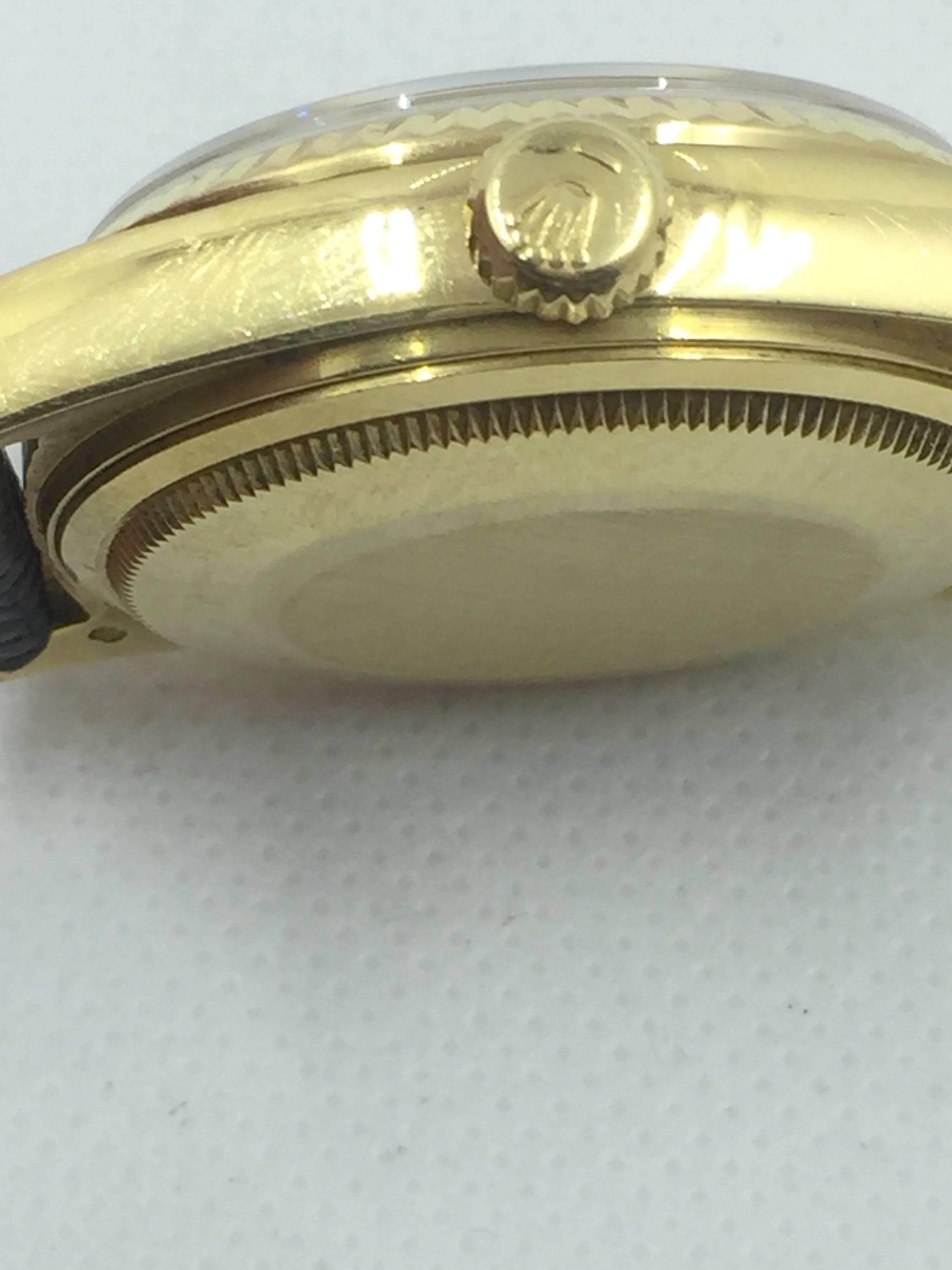 Women's or Men's Rolex Yellow Gold Grey Vignette Diamond Dial Datejust Automatic Wristwatch 
