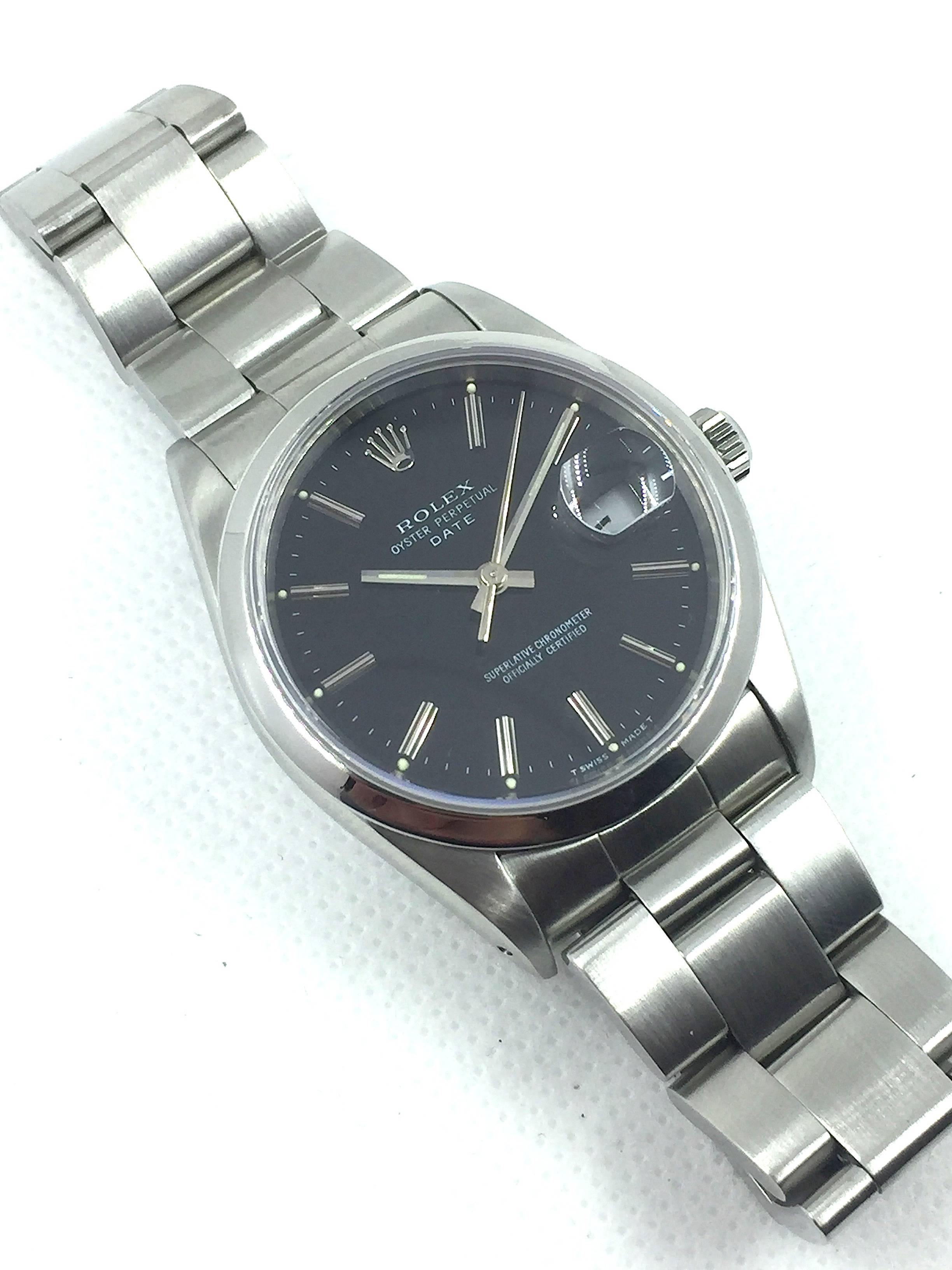 Rolex Stainless Steel Oyster Perpetual Date Wristwatch, 1990s In Excellent Condition In New York, NY