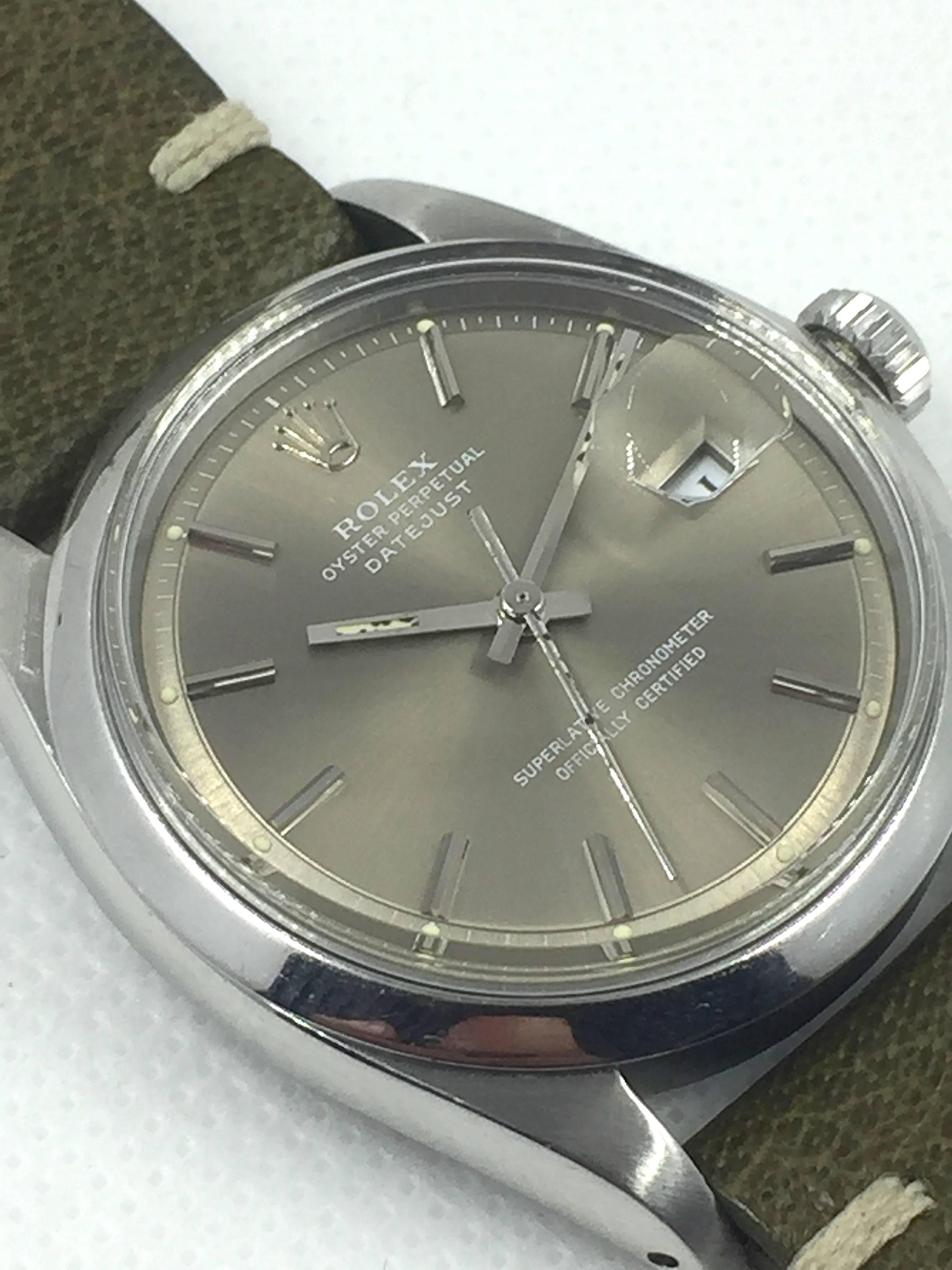 Rolex Stainless Steel Oyster Perpetual Datejust Wristwatch, circa 1960s In Good Condition In New York, NY