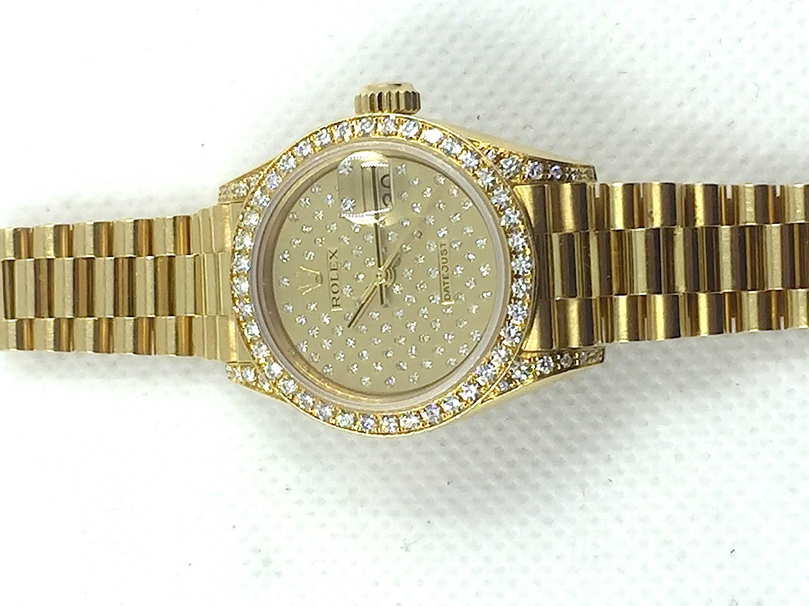 Rolex Ladies Yellow Gold Datejust President Factory Diamond Automatic Wristwatch 1