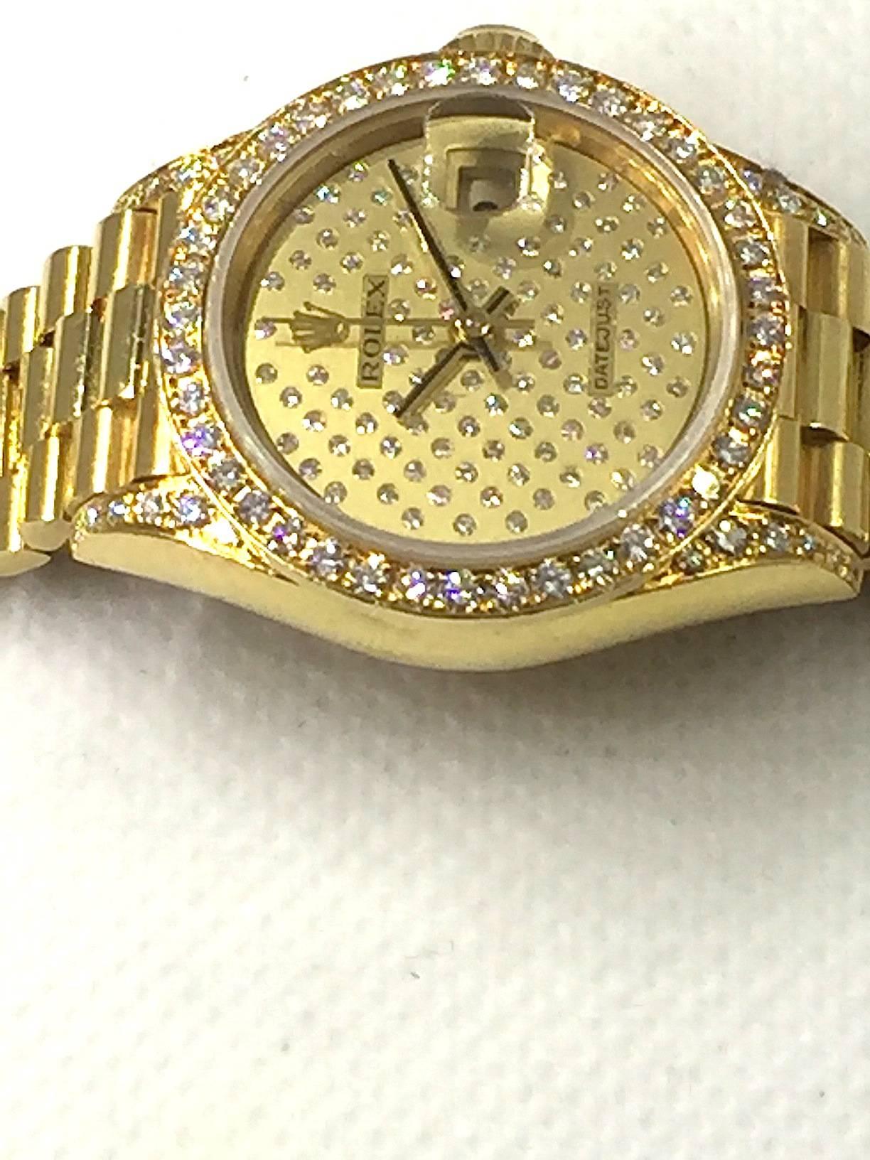 Rolex Ladies Yellow Gold Datejust President Factory Diamond Automatic Wristwatch 2