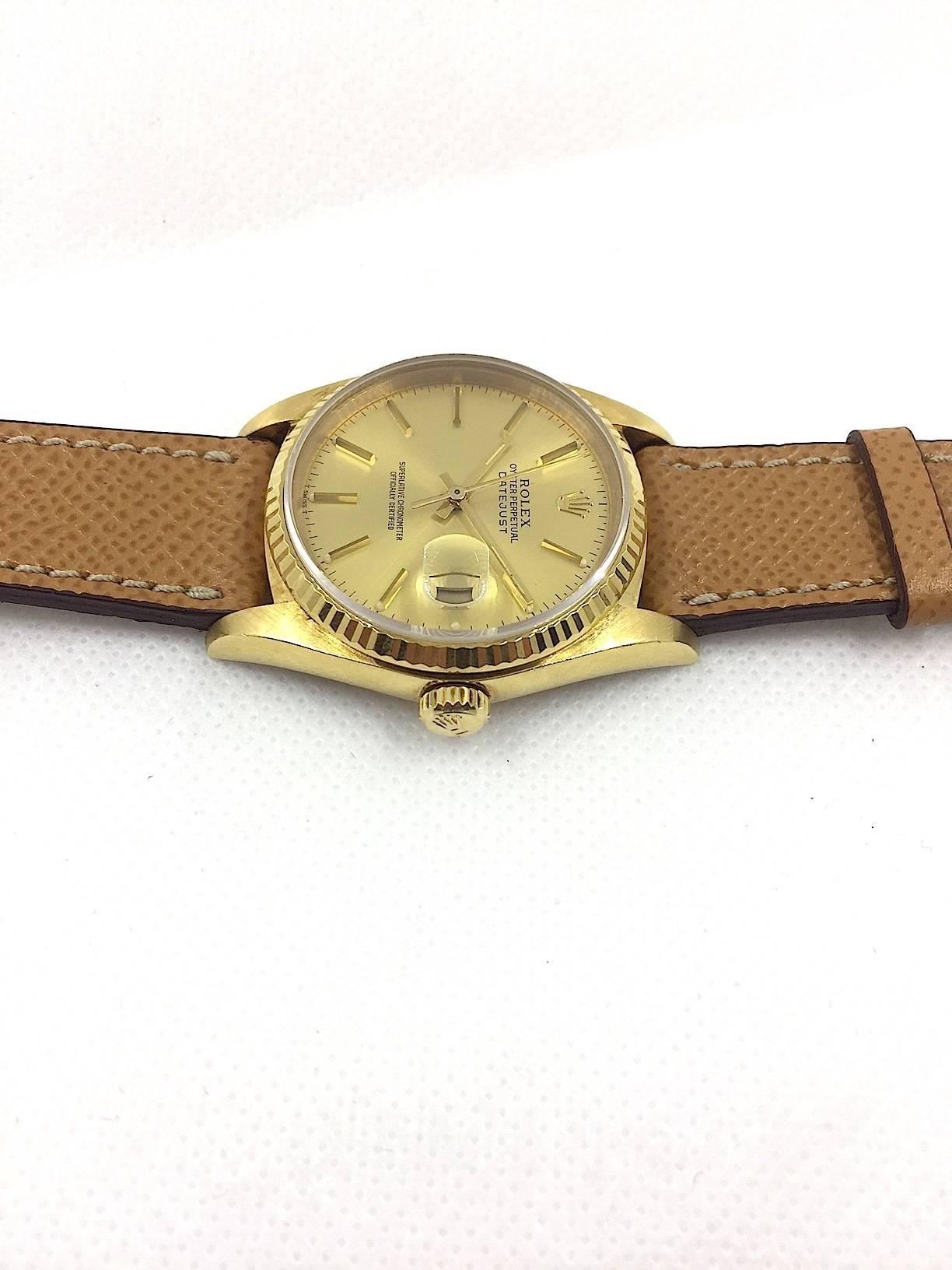 Rolex Yellow Gold Oyster Perpetual Datejust Wristwatch, 1980s 1