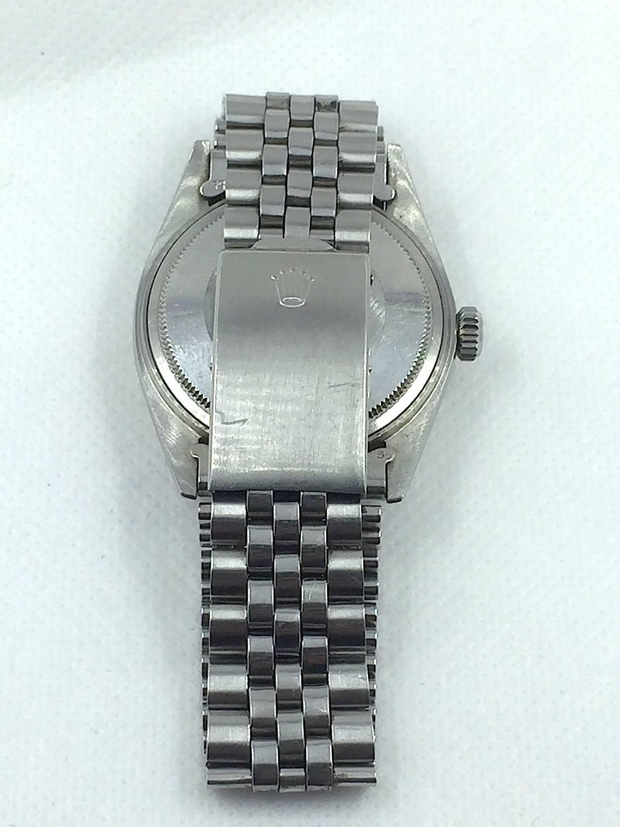 Rolex Stainless Steel Grey Linen Dial Datejust Wristwatch, 1970s 3
