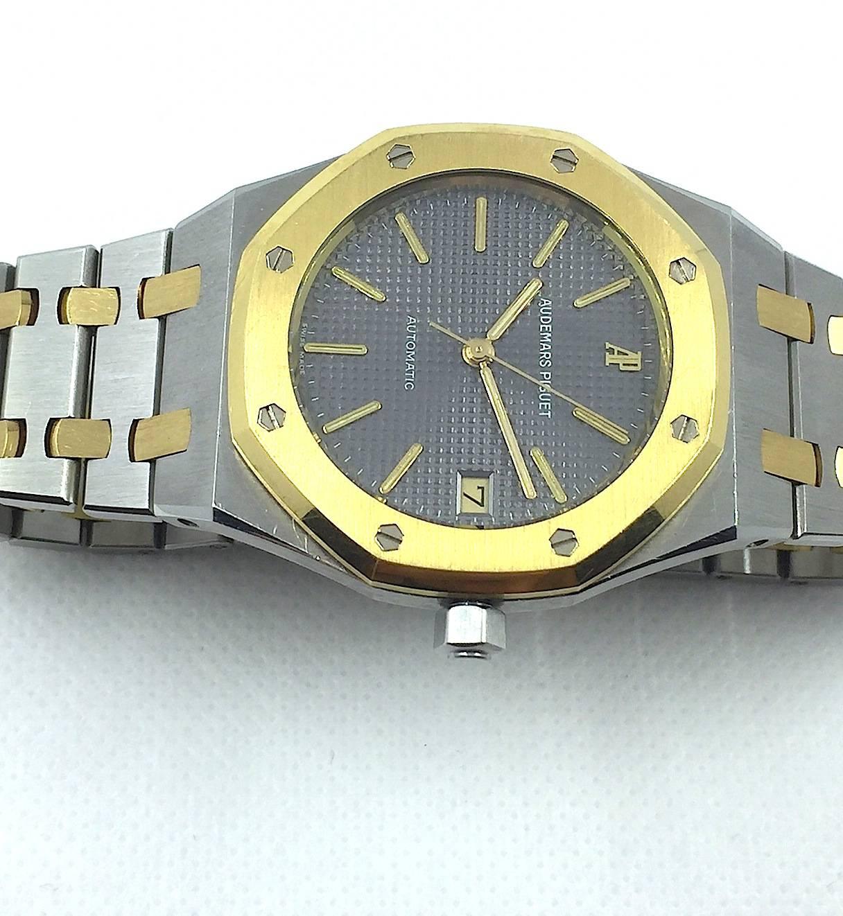 Women's or Men's Audemars Piguet Steel and Gold Royal Oak Automatic Wristwatch, 1980s