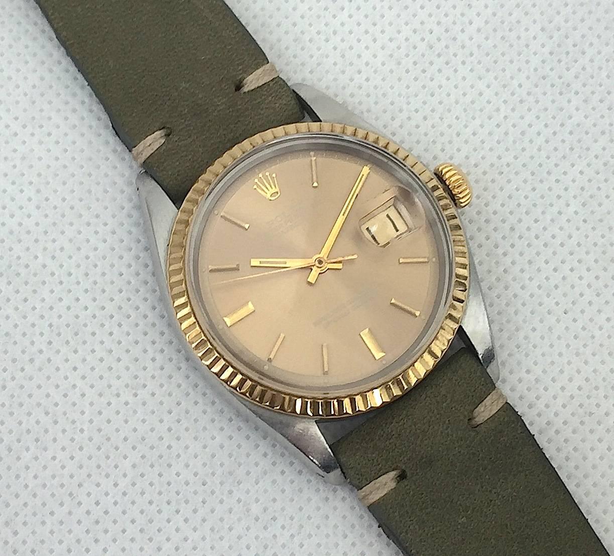 Rolex Stainless Steel and Yellow Gold Datejust Automatic Wristwatch, 1970s  In Excellent Condition In New York, NY