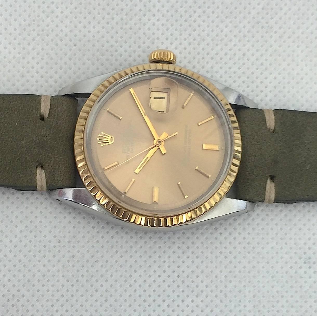 Women's or Men's Rolex Stainless Steel and Yellow Gold Datejust Automatic Wristwatch, 1970s 