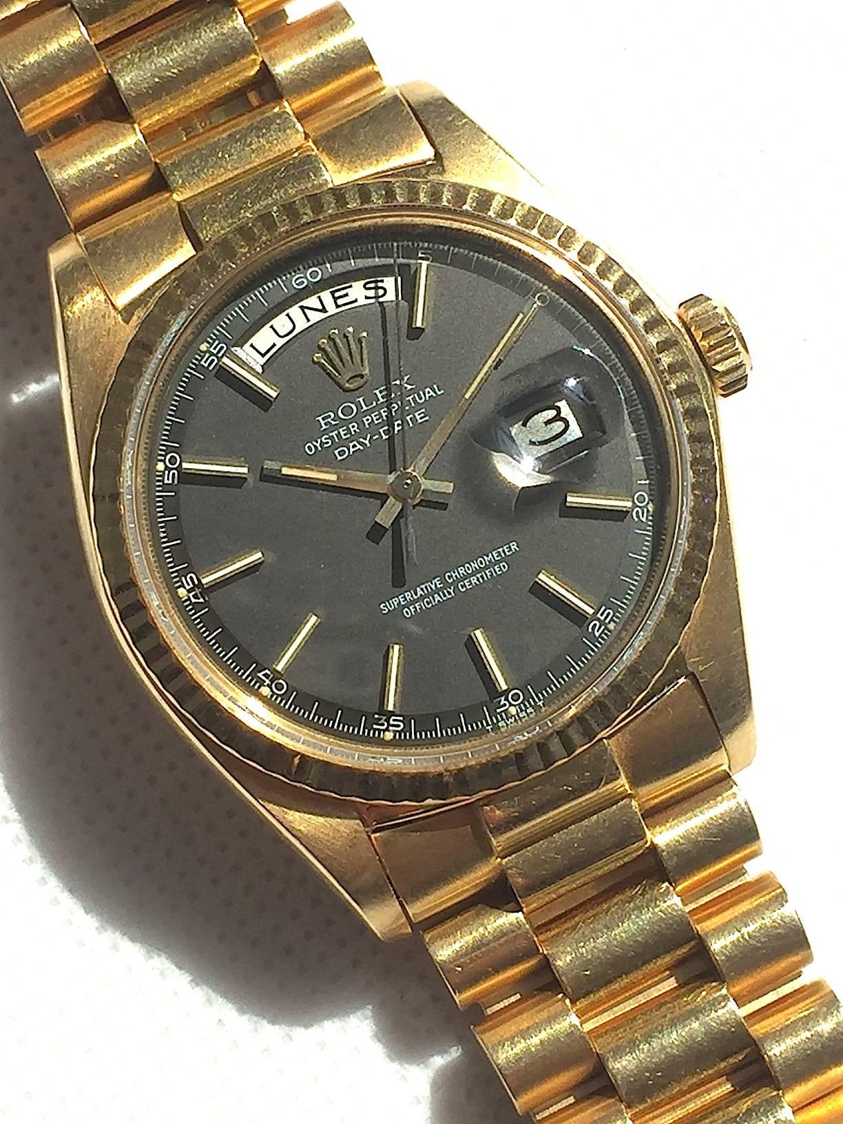 Women's or Men's Rolex Yellow Gold Day-Date Presidential Automatic Wristwatch, 1970s