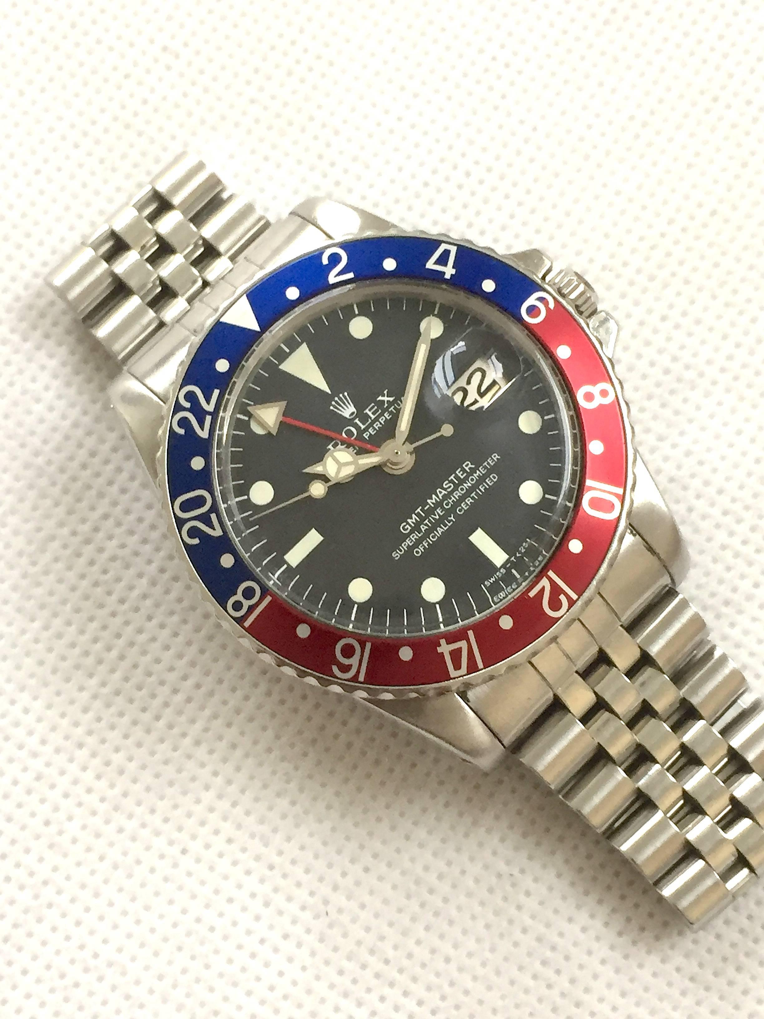 Rolex Stainless Steel Oyster Perpetual GMT Master Automatic Wristwatch, 1960s 1