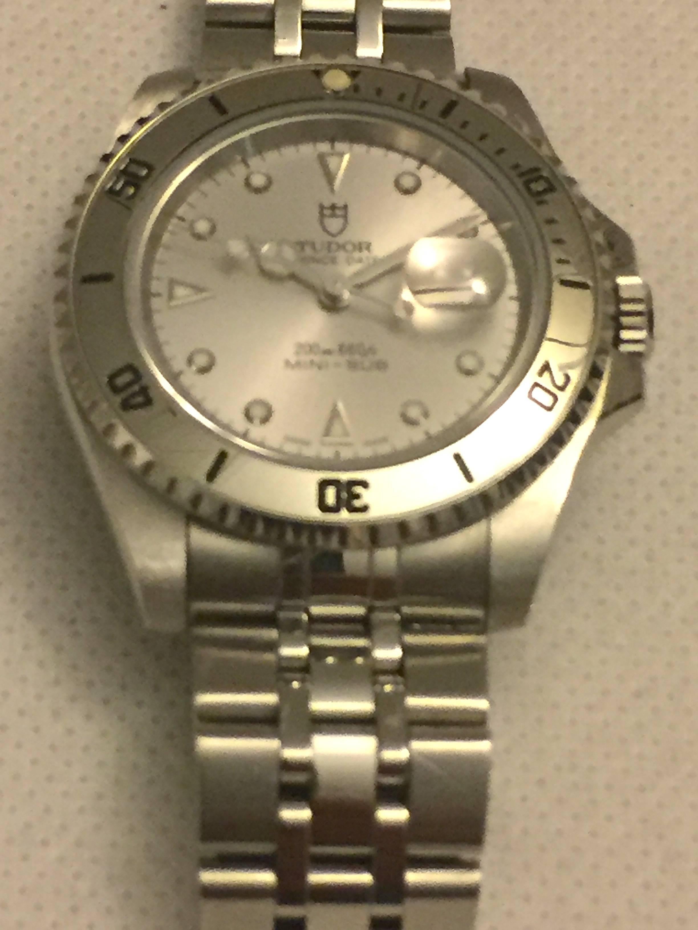 Tudor Stainless Steel Prince Date Mini Sub Automatic Wristwatch In Good Condition For Sale In New York, NY