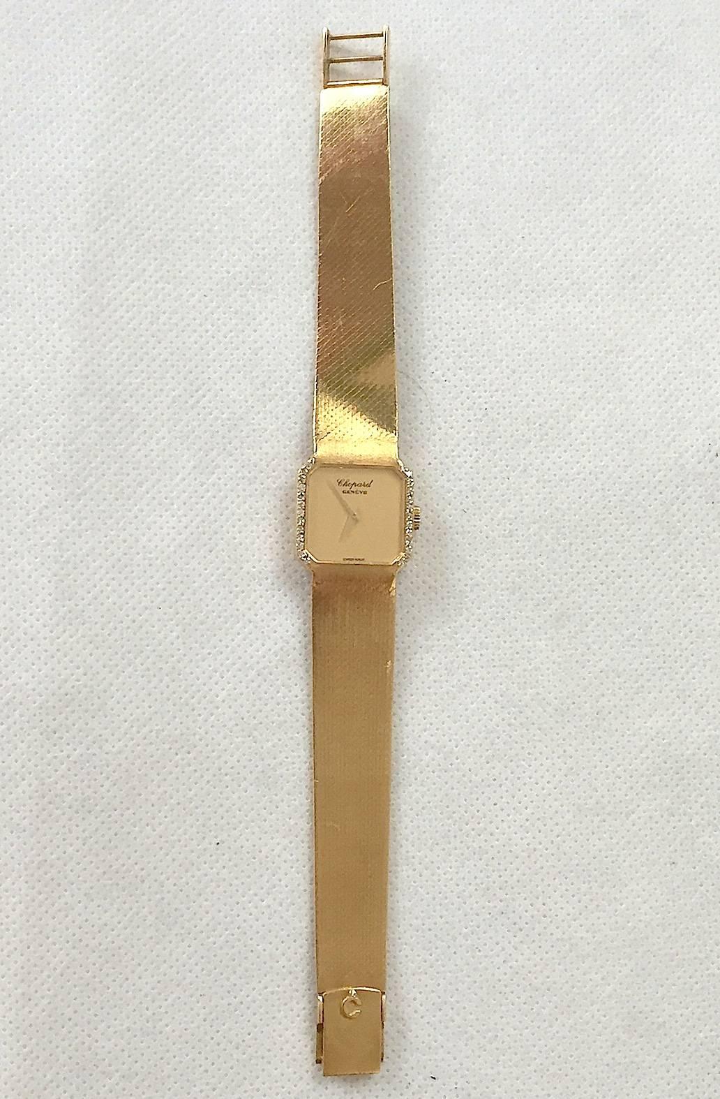Chopard Ladies Yellow Gold Diamond Manual Wind Wristwatch In Good Condition In New York, NY
