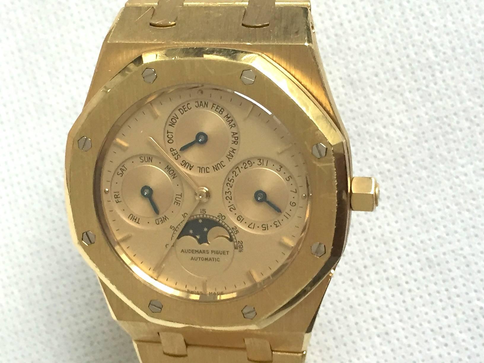 Audemars Piguet Yellow Gold Royal Oak Quantieme Perpetual Calendar Wristwatch 1
