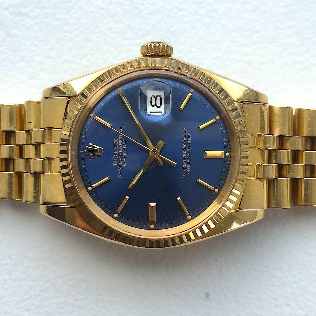 Women's or Men's Rolex Yellow Gold Oyster Perpetual Datejust Automatic Wristwatch, 1970s