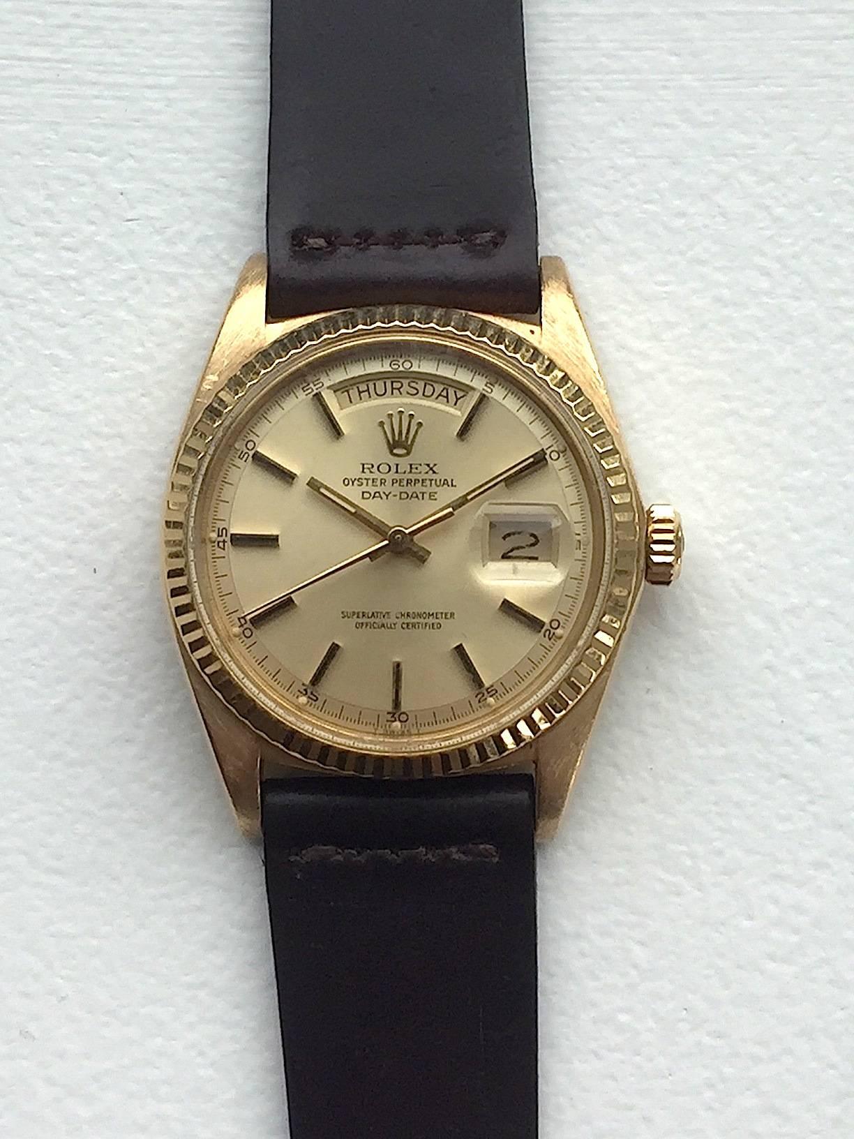 Rolex Yellow Gold Day Date Champagne Dial Automatic Wristwatch 2