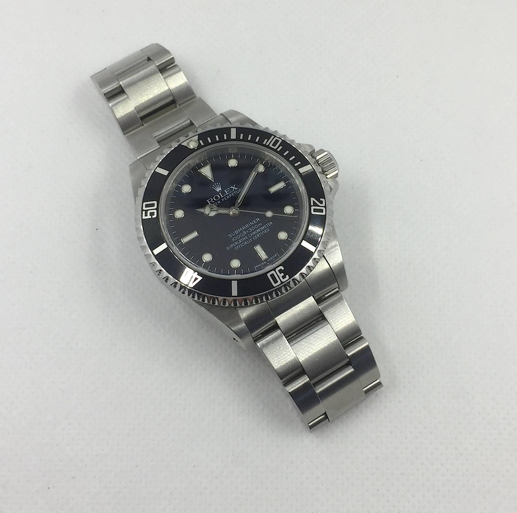 Women's or Men's Rolex Stainless Steel Oyster Perpetual Submariner Wristwatch Ref 14060M