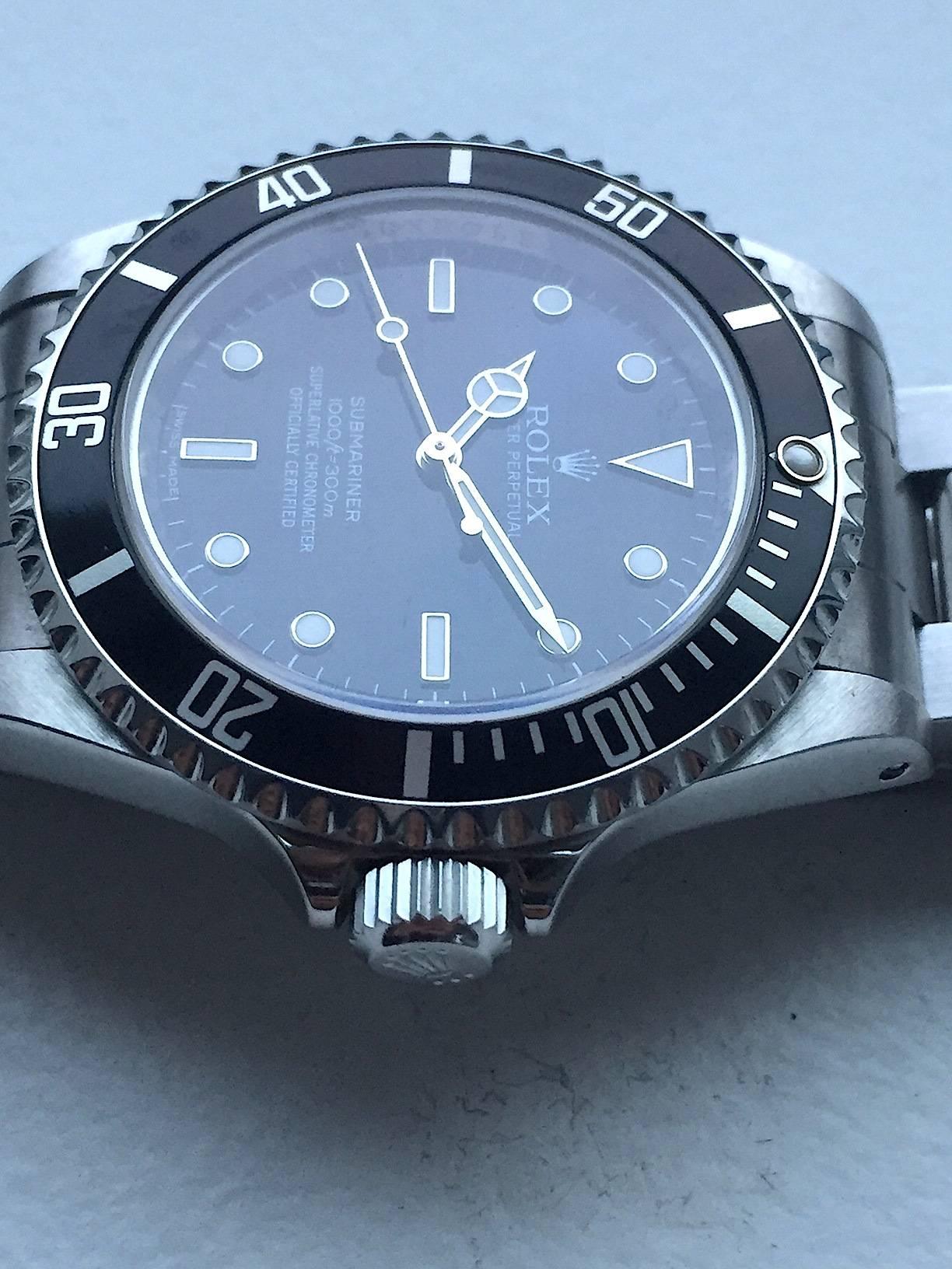 Rolex Stainless Steel Oyster Perpetual Submariner Wristwatch Ref 14060M In Excellent Condition In New York, NY