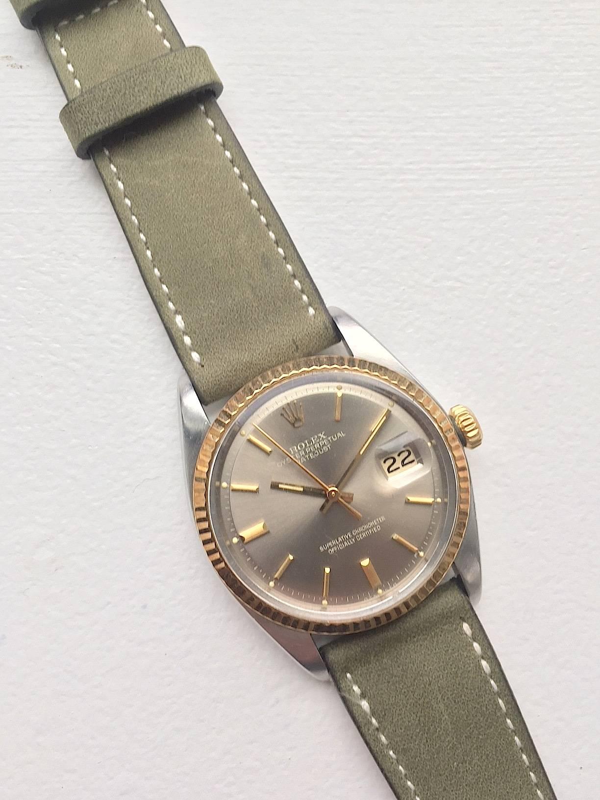 Rolex Yellow Gold Stainless Oyster Perpetual Datejust Automatic Wristwatch In Good Condition In New York, NY