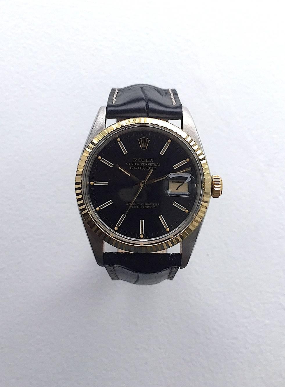 Rolex Two Tone Oyster Perpetual Datejust Wristwatch, 1970s 1