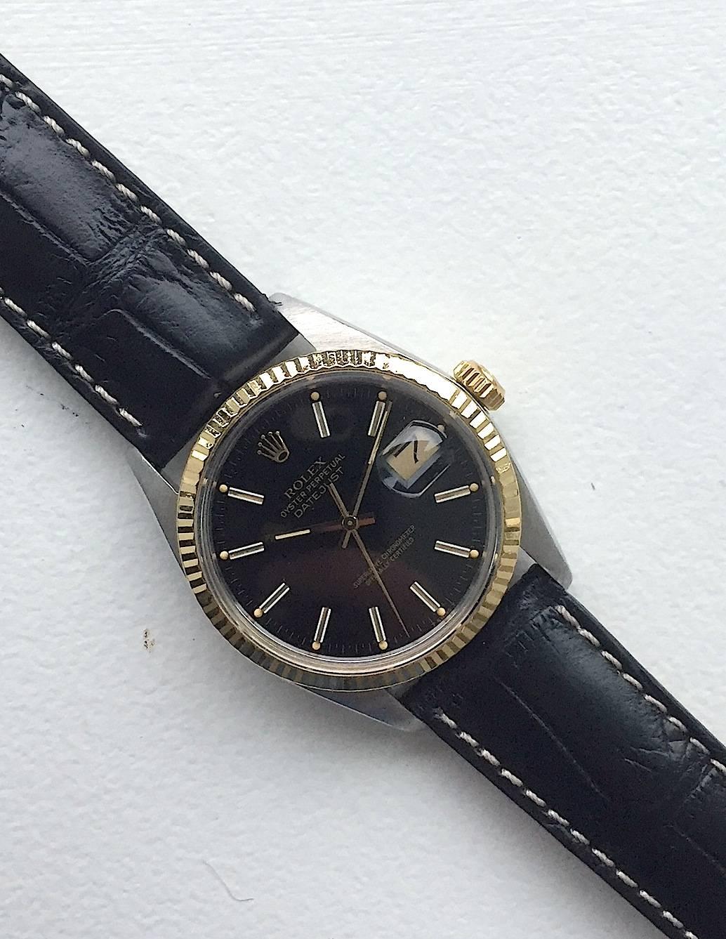 Rolex Two Tone Oyster Perpetual Datejust Wristwatch, 1970s In Excellent Condition In New York, NY