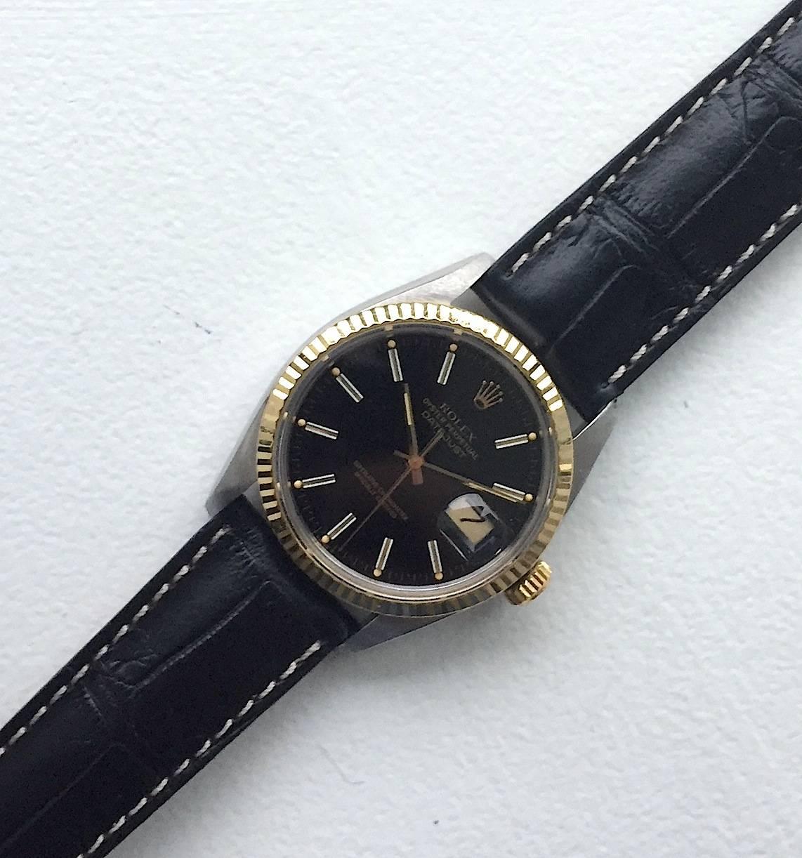Women's or Men's Rolex Two Tone Oyster Perpetual Datejust Wristwatch, 1970s