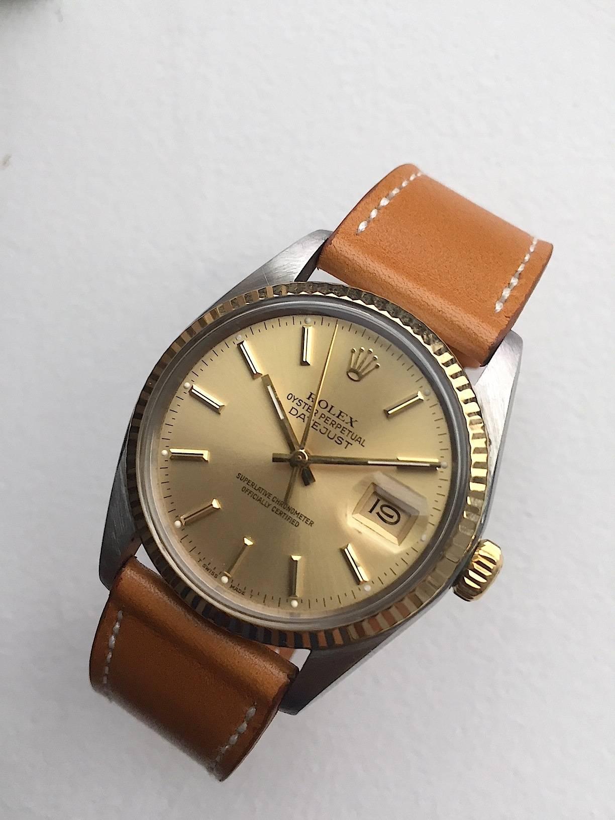 Rolex Steel and Gold Oyster Perpetual Datejust Watch, 1970s 1