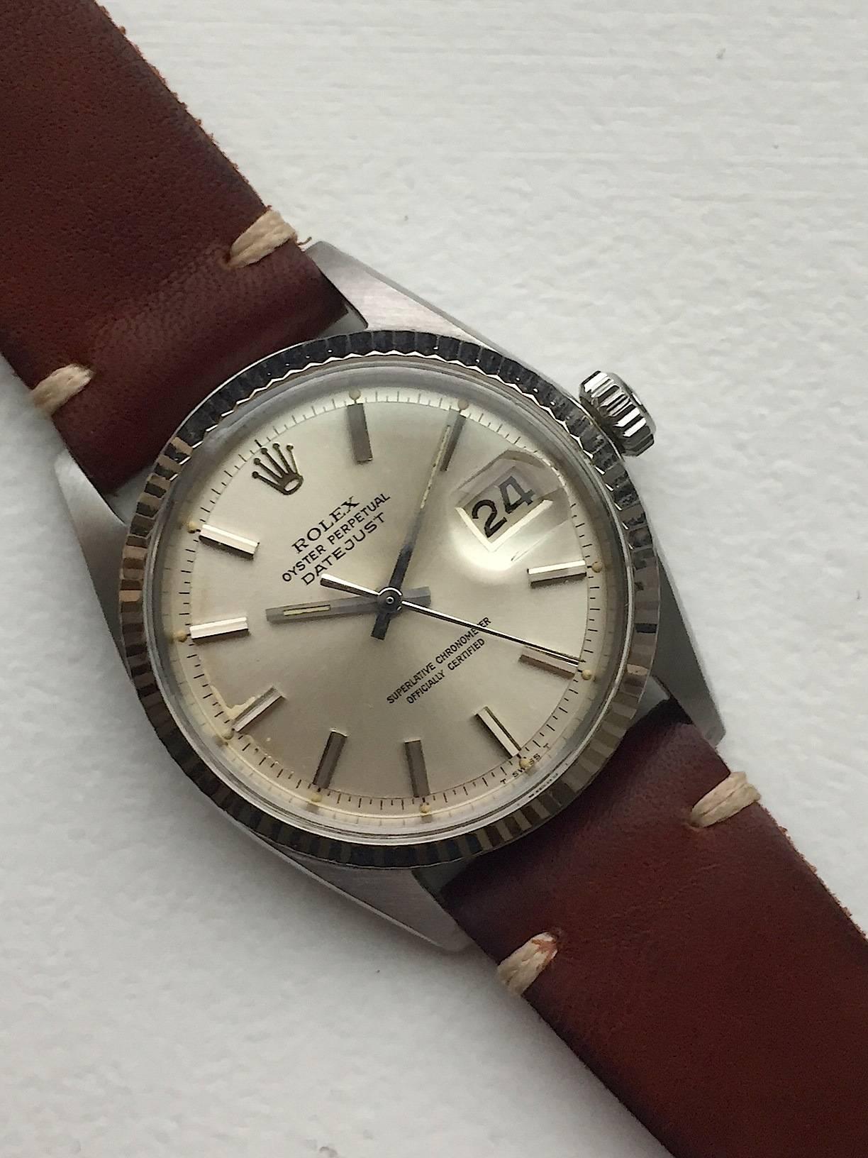 Rolex White Gold Stainless Steel Oyster Perpetual Datejust Automatic Wristwatch In Good Condition In New York, NY