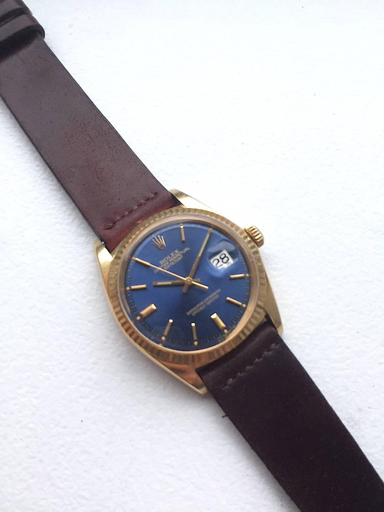 Rolex Yellow Gold Oyster Perpetual Datejust Automatic Wristwatch, 1970s In Excellent Condition In New York, NY