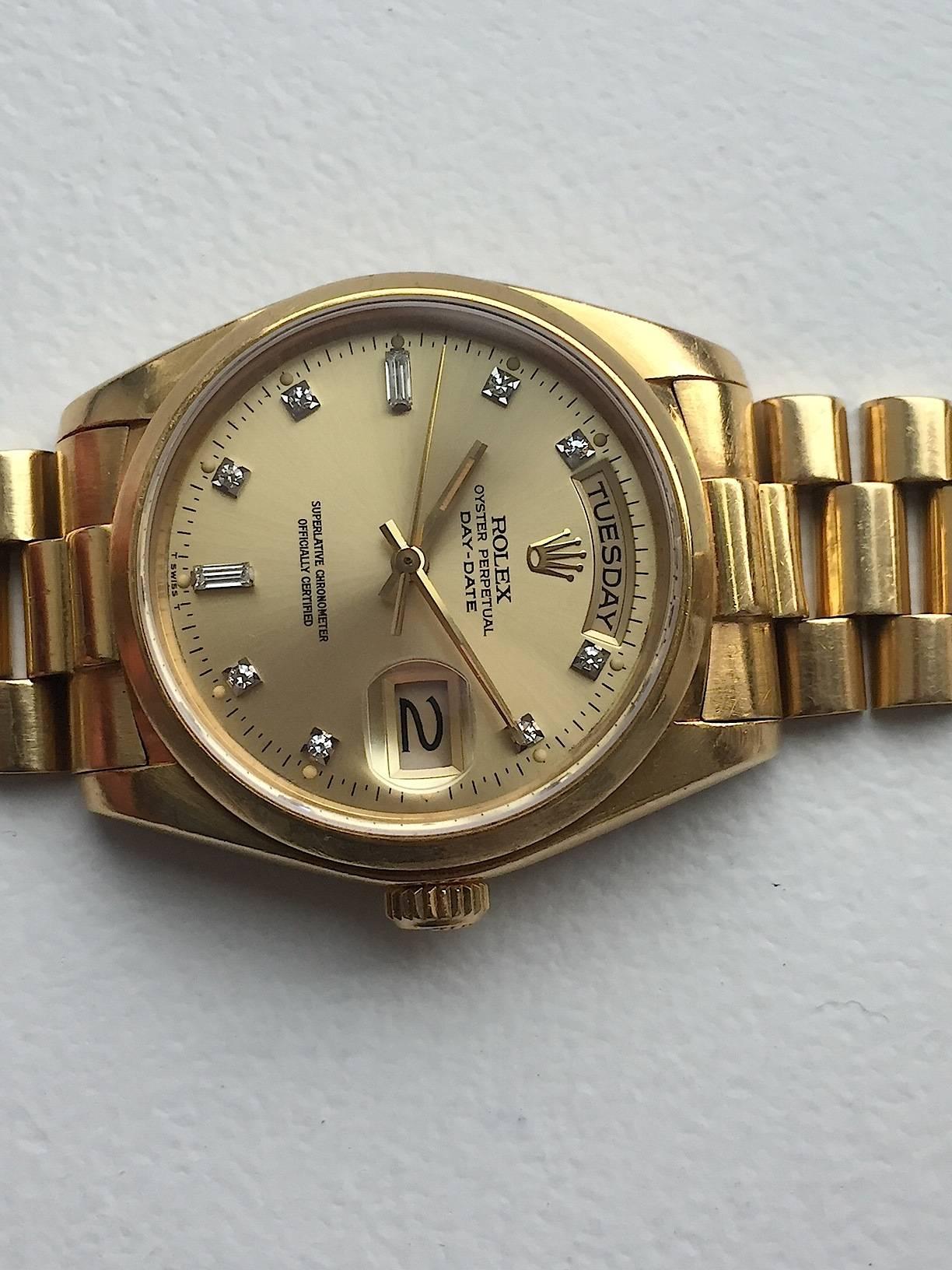 Women's or Men's Rolex 18K Yellow Gold Oyster Perpetual Day-Date Presidential Watch