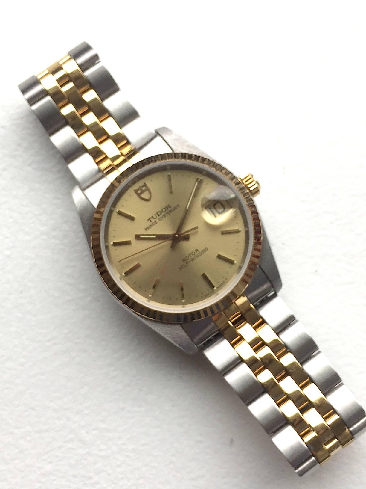 Women's or Men's Tudor Prince Oyster Oysterdate Automatic Wristwatch with Box and Papers For Sale