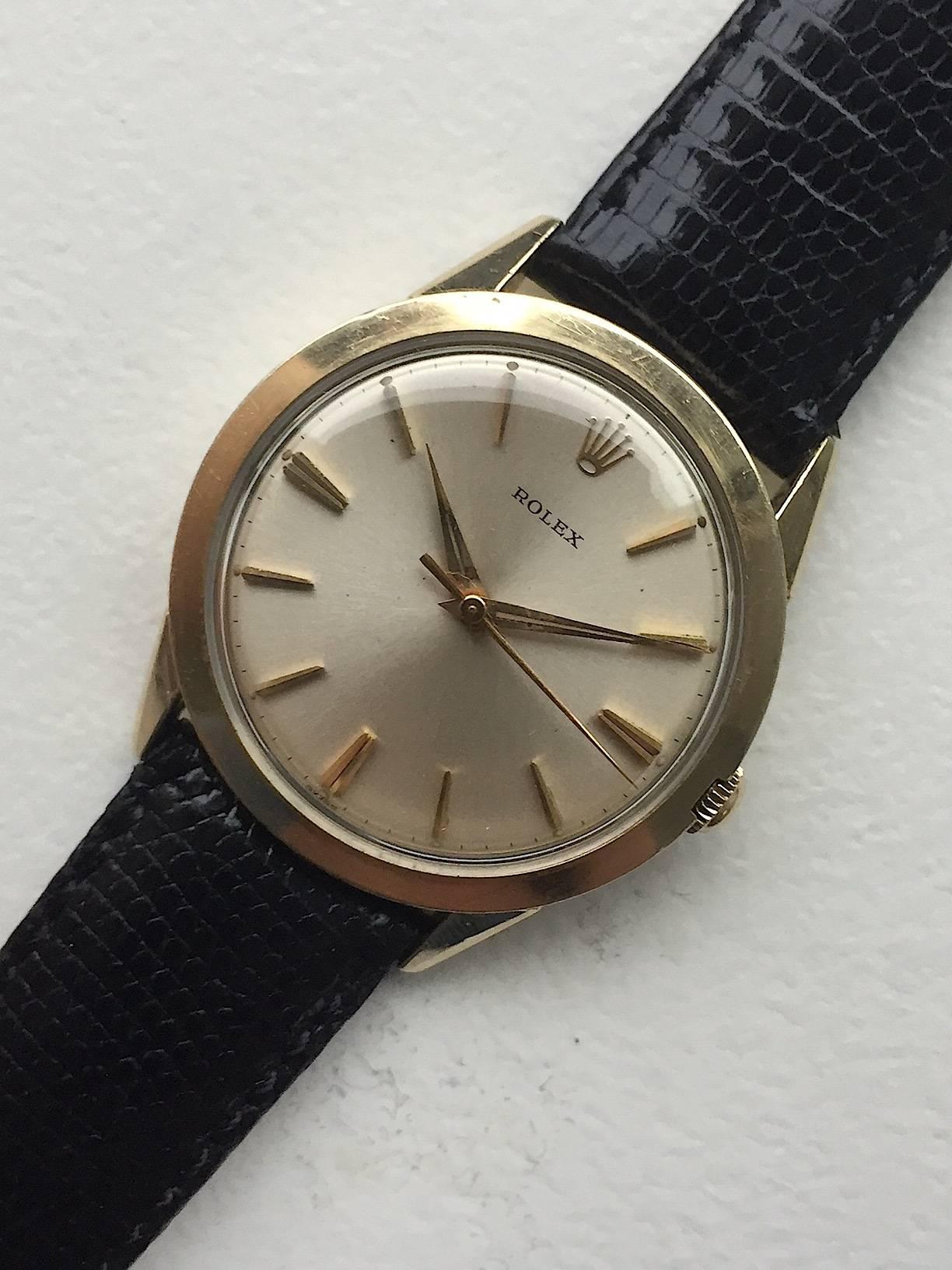 Rolex 1960s 14 Karat Gold Filled Manual Wind Wristwatch with Box and Papers In Good Condition In New York, NY