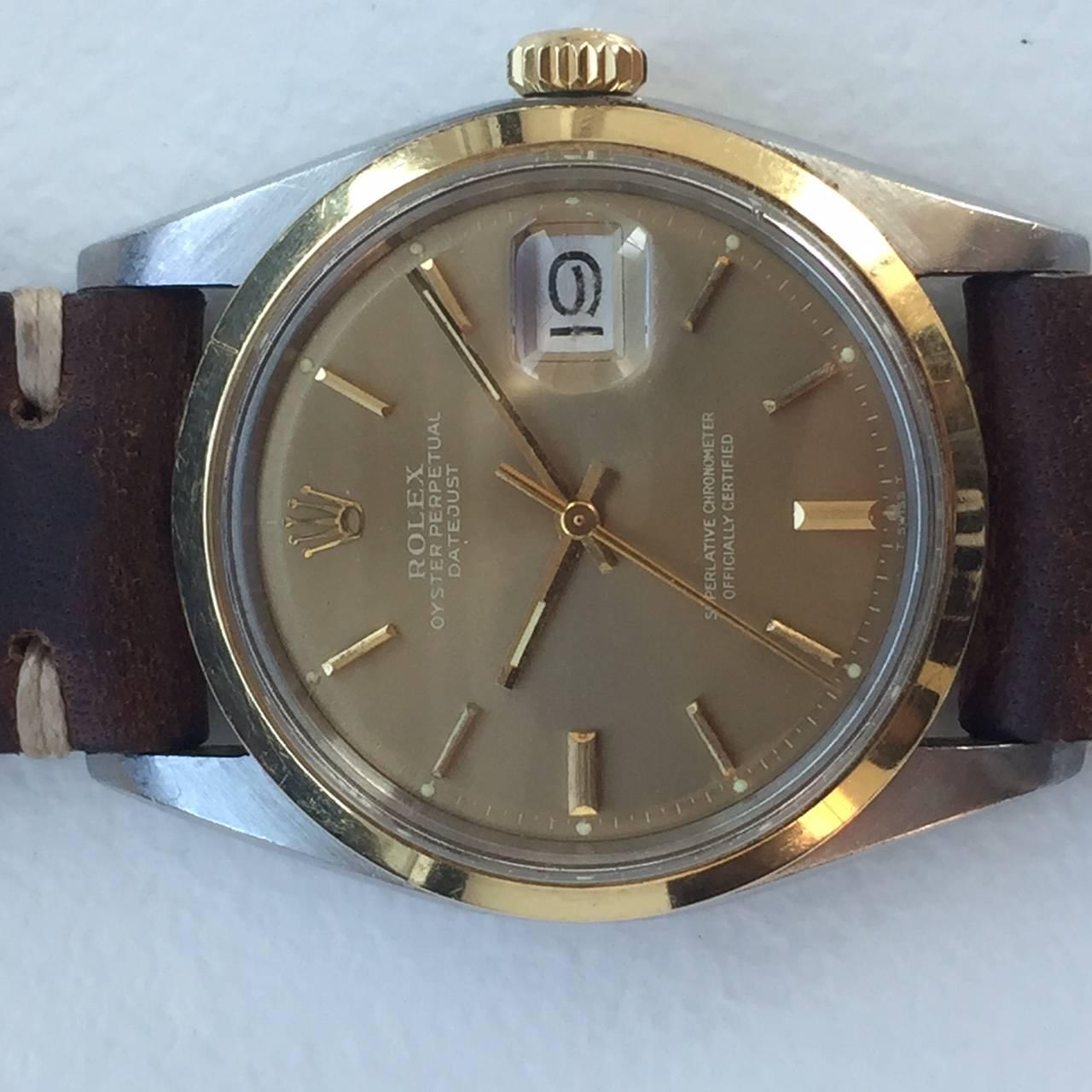 Rolex Yellow Gold Stainless Steel Oyster Perpetual Datejust Automatic Wristwatch In Excellent Condition In New York, NY