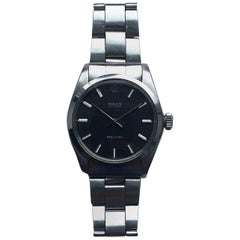Rolex Stainless Steel Oyster Precision Black Dial Manual Wind Watch, 1970s