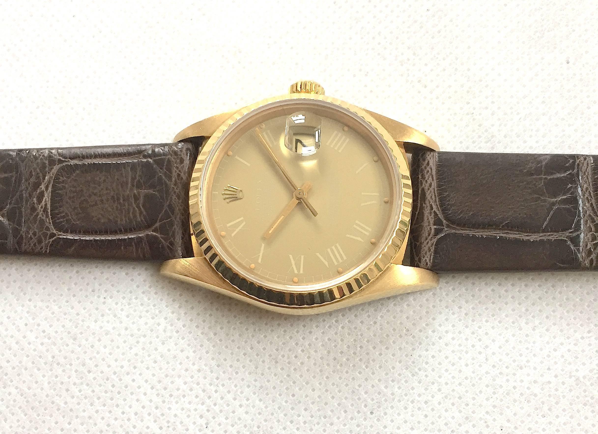 Rolex 18K Yellow Gold 'Buckley Dial'  Datejust Automatic Wristwatch, 1980s 1