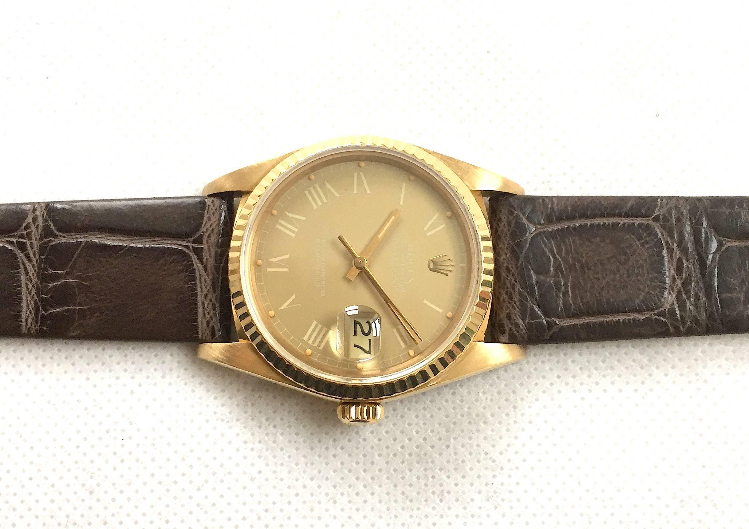 Rolex 18K Yellow Gold 'Buckley Dial'  Datejust Automatic Wristwatch, 1980s 2