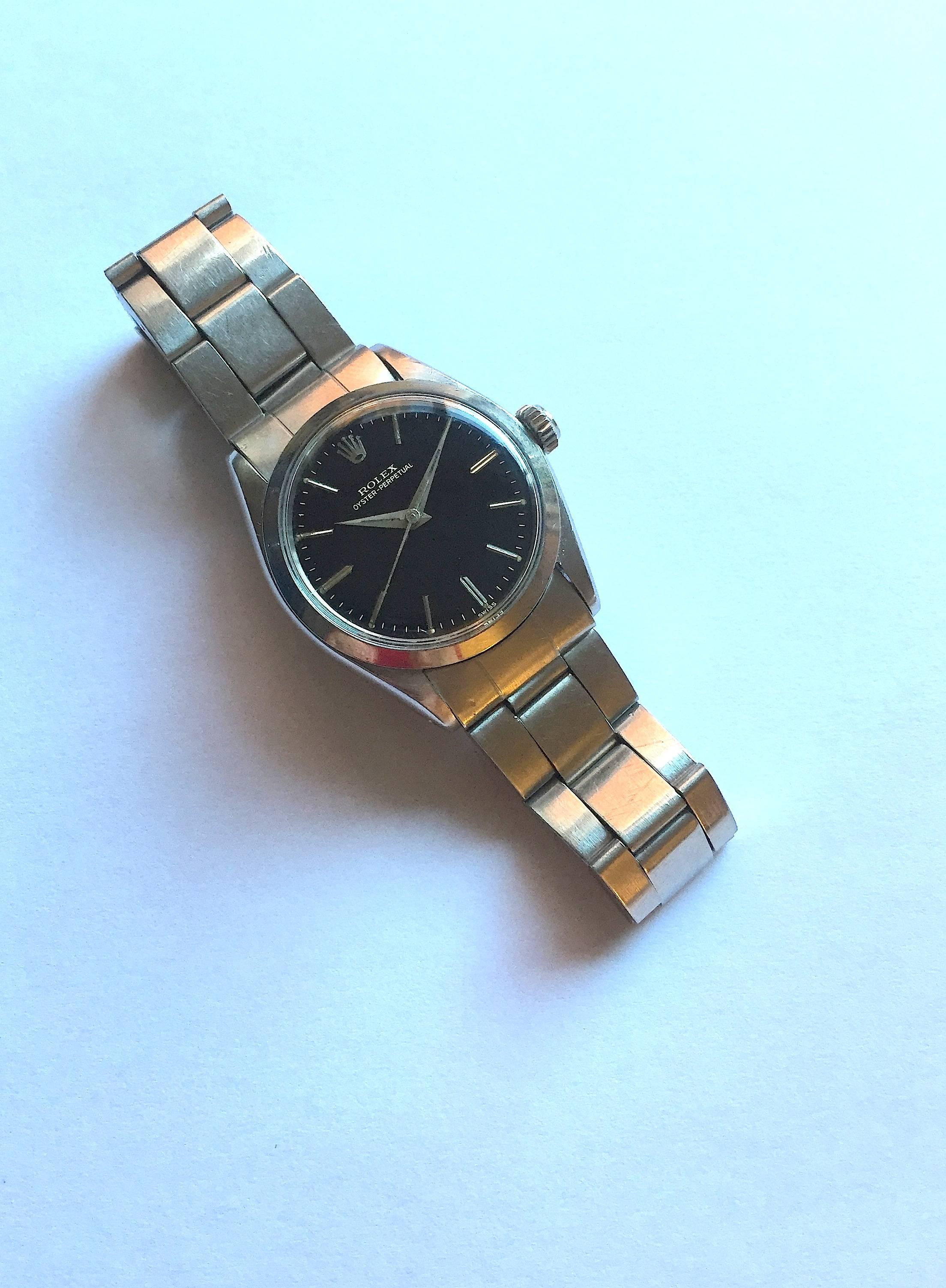 Women's Rolex Ladies Stainless Steel Oyster Perpetual Vintage Wristwatch, 1960s For Sale