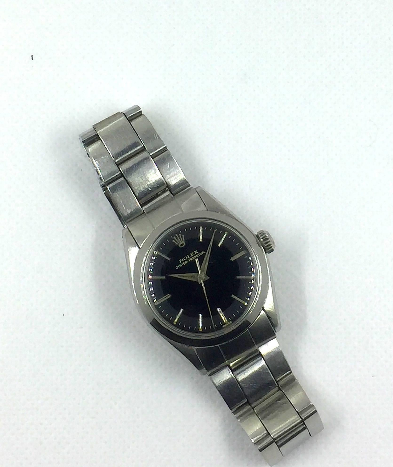 Rolex Ladies Stainless Steel Oyster Perpetual Vintage Wristwatch, 1960s For Sale 3