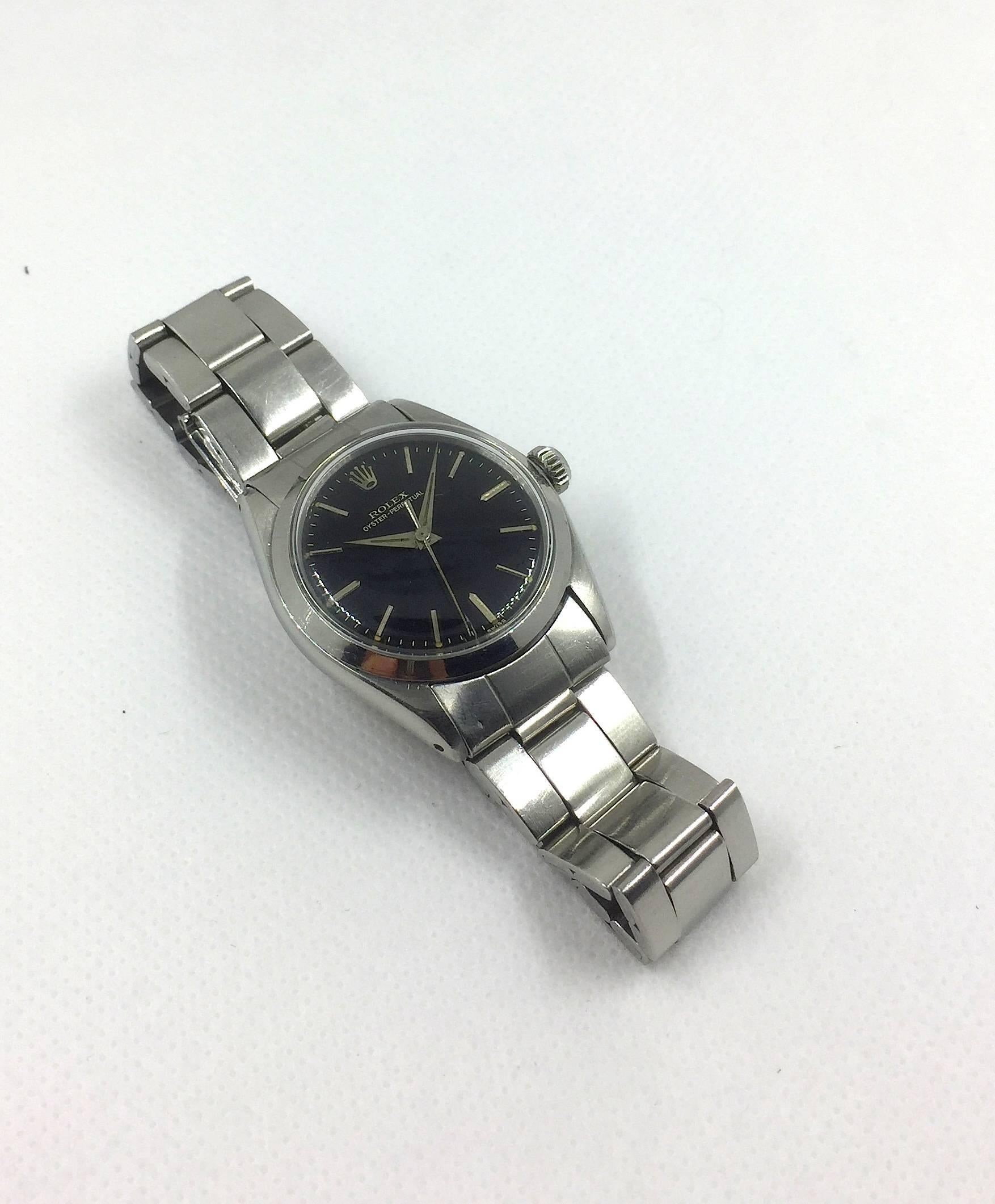 Rolex Ladies Stainless Steel Oyster Perpetual Vintage Wristwatch, 1960s For Sale 4