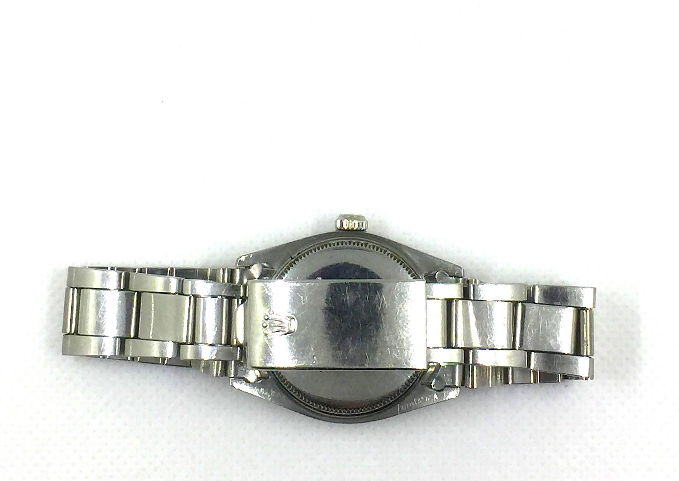 Rolex Ladies Stainless Steel Oyster Perpetual Vintage Wristwatch, 1960s For Sale 5