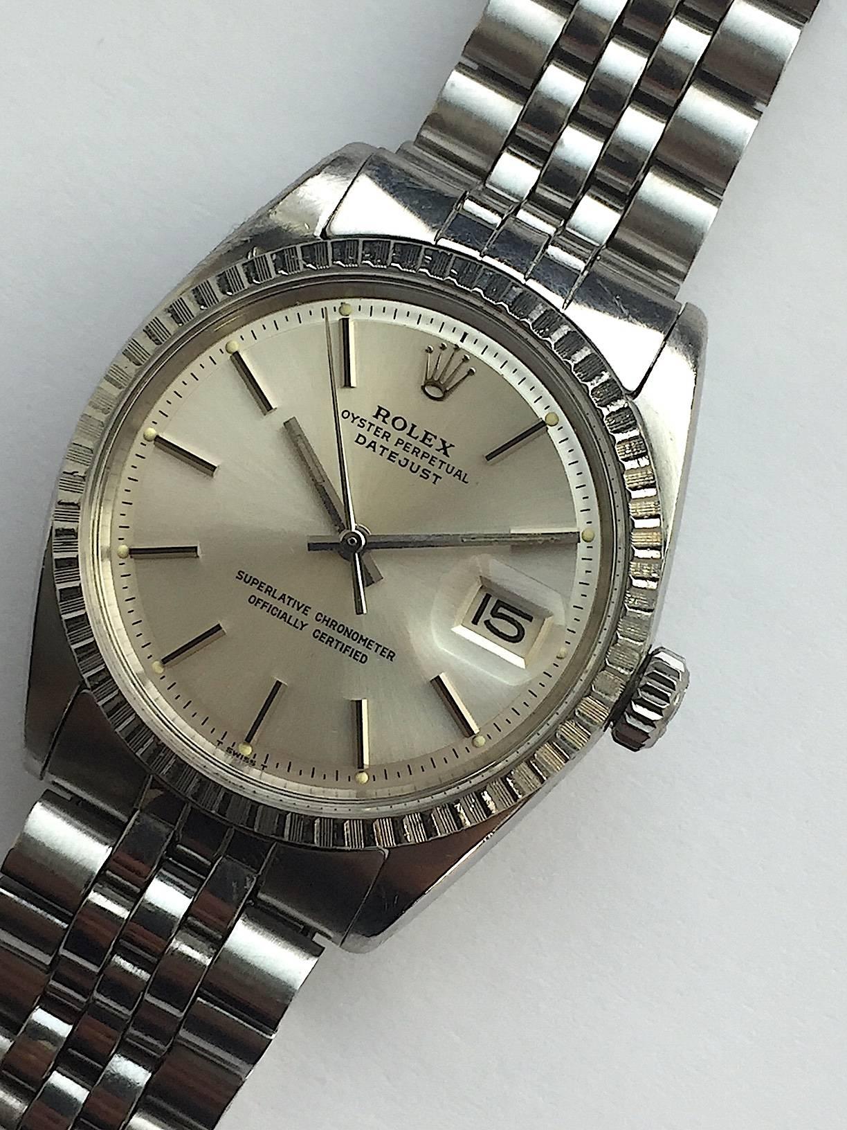 Rolex Stainless Steel Oyster Perpetual Datejust Automatic Wristwatch, 1960s In Excellent Condition In New York, NY